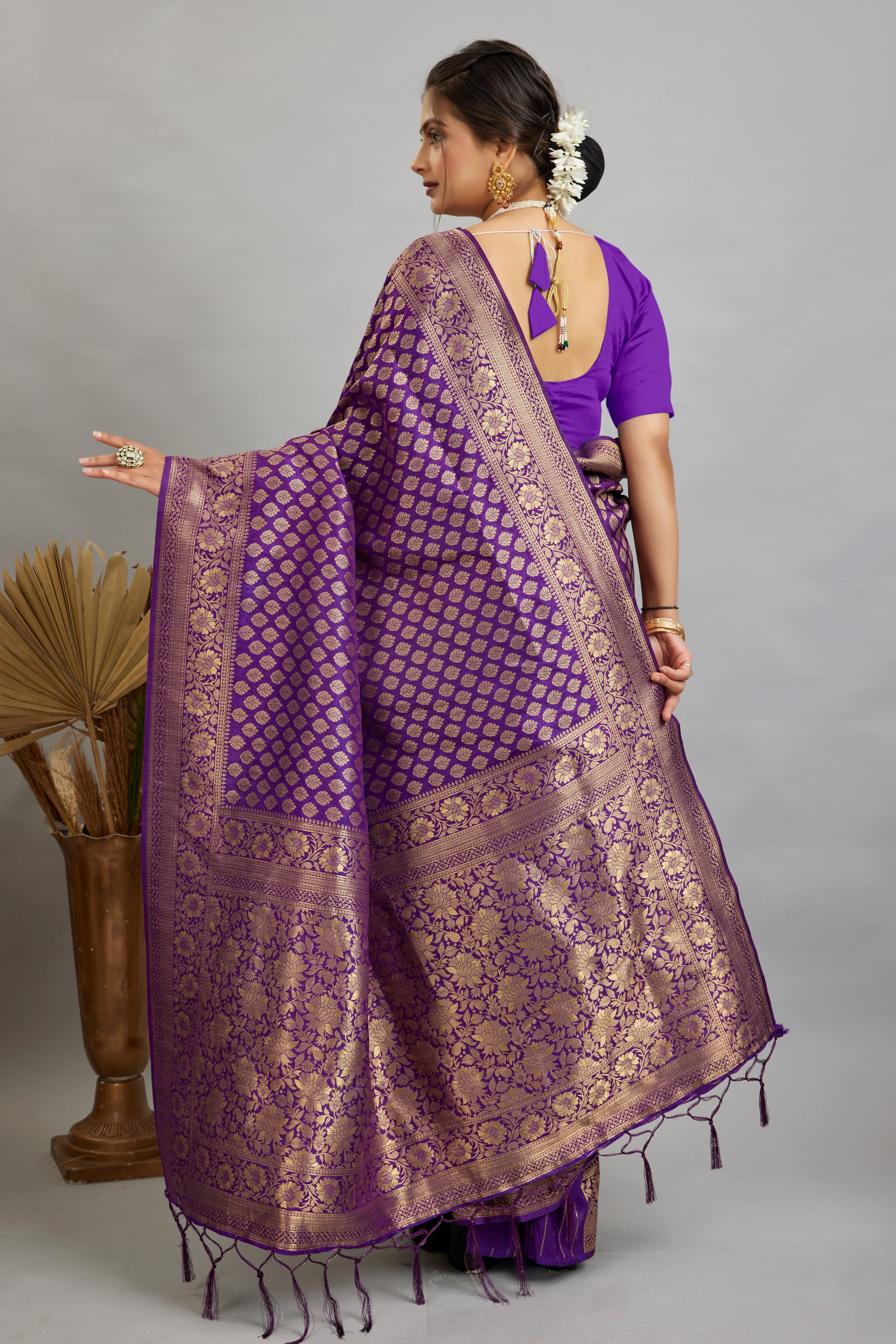 Purple Pure Soft Khadi Silk Saree