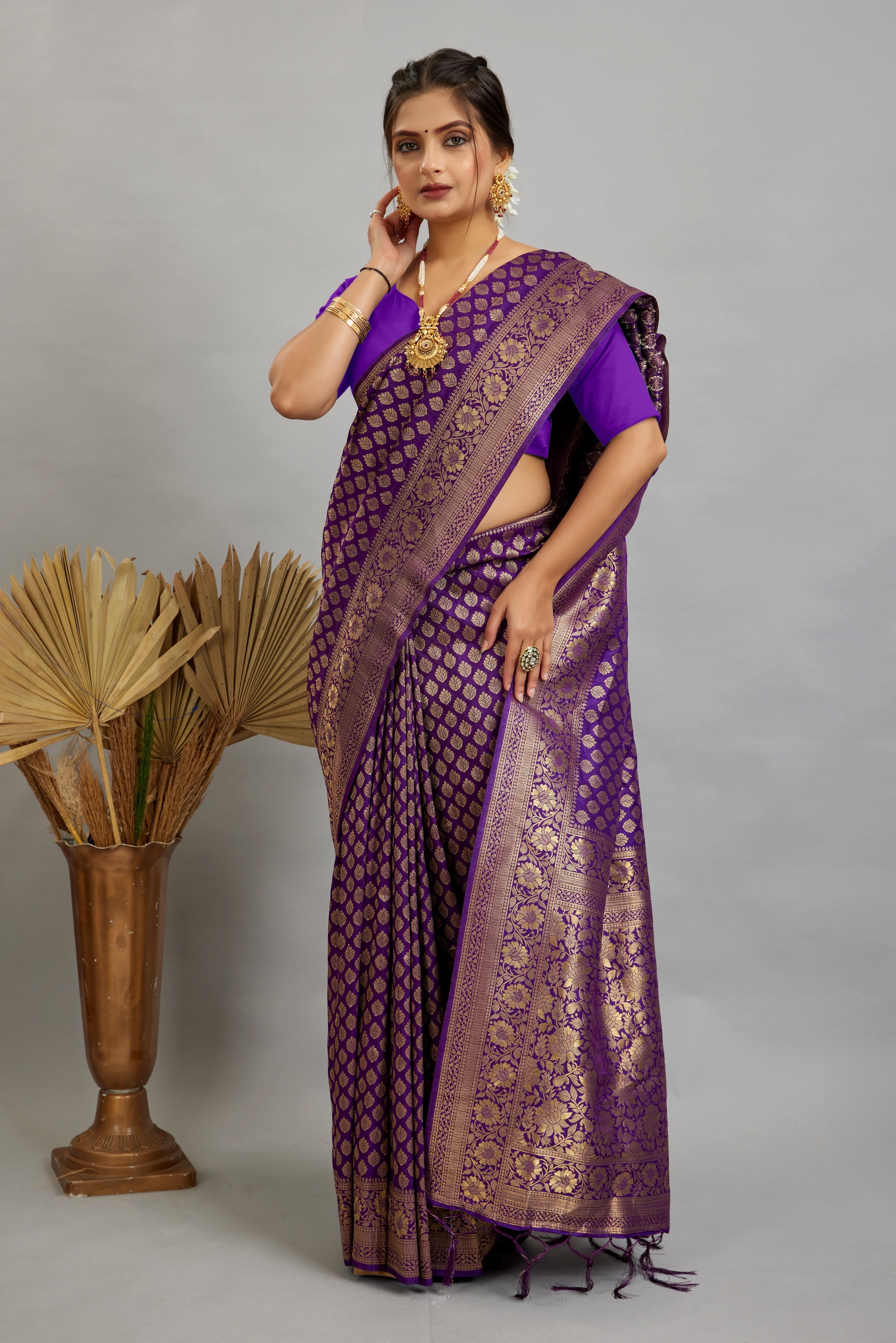 Purple Pure Soft Khadi Silk Saree