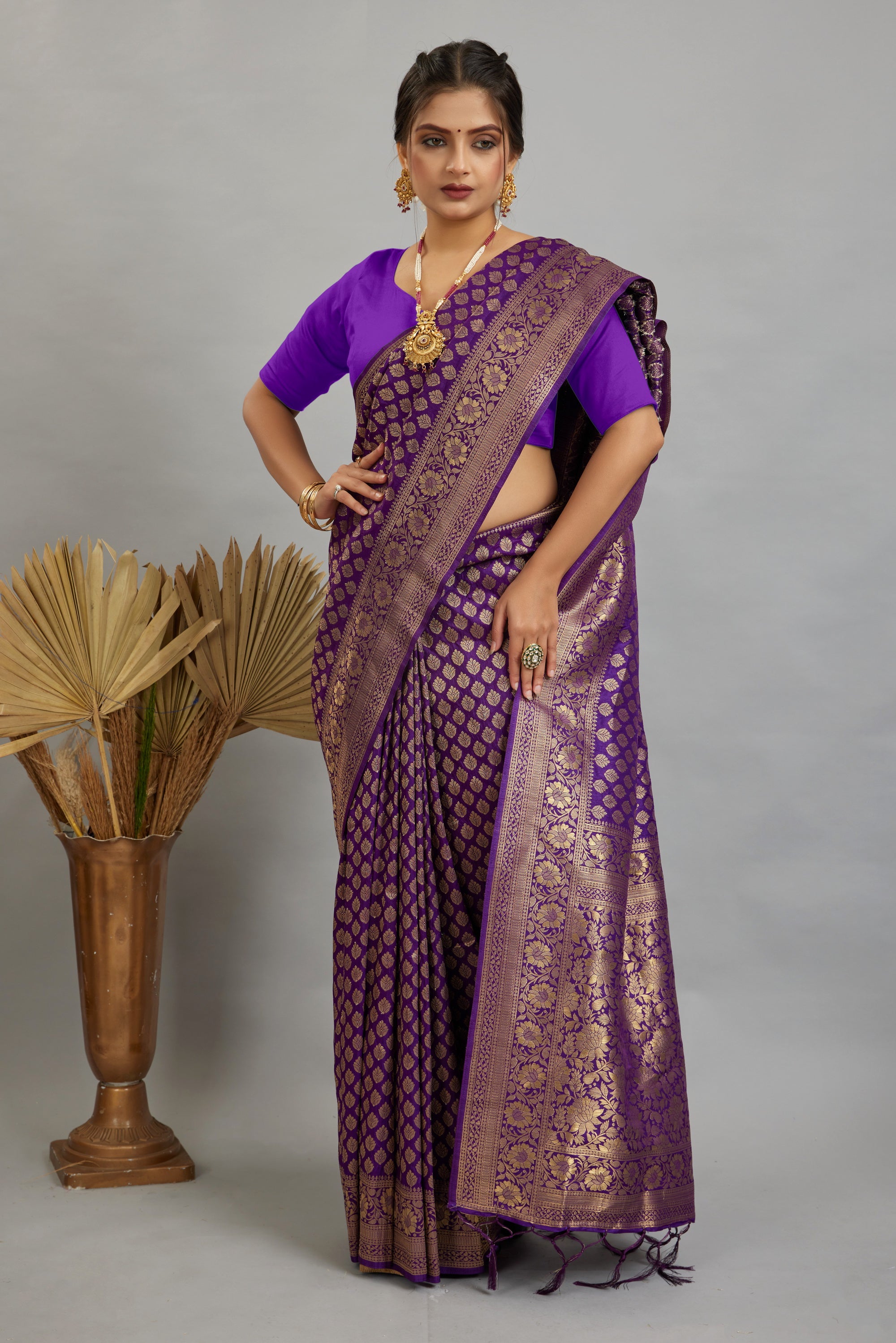 Purple Pure Soft Khadi Silk Saree
