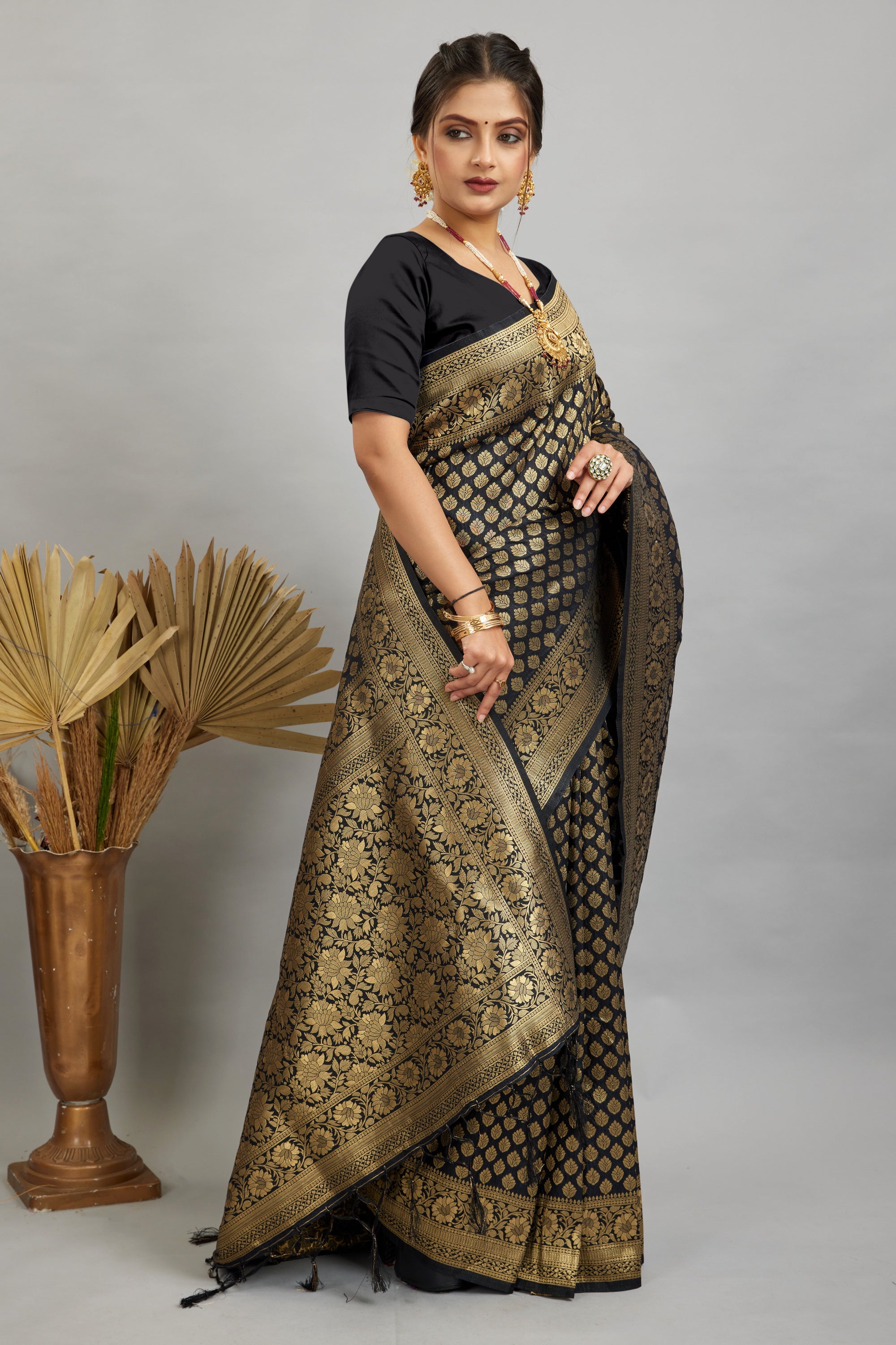 Black Pure Soft Khadi Silk Saree