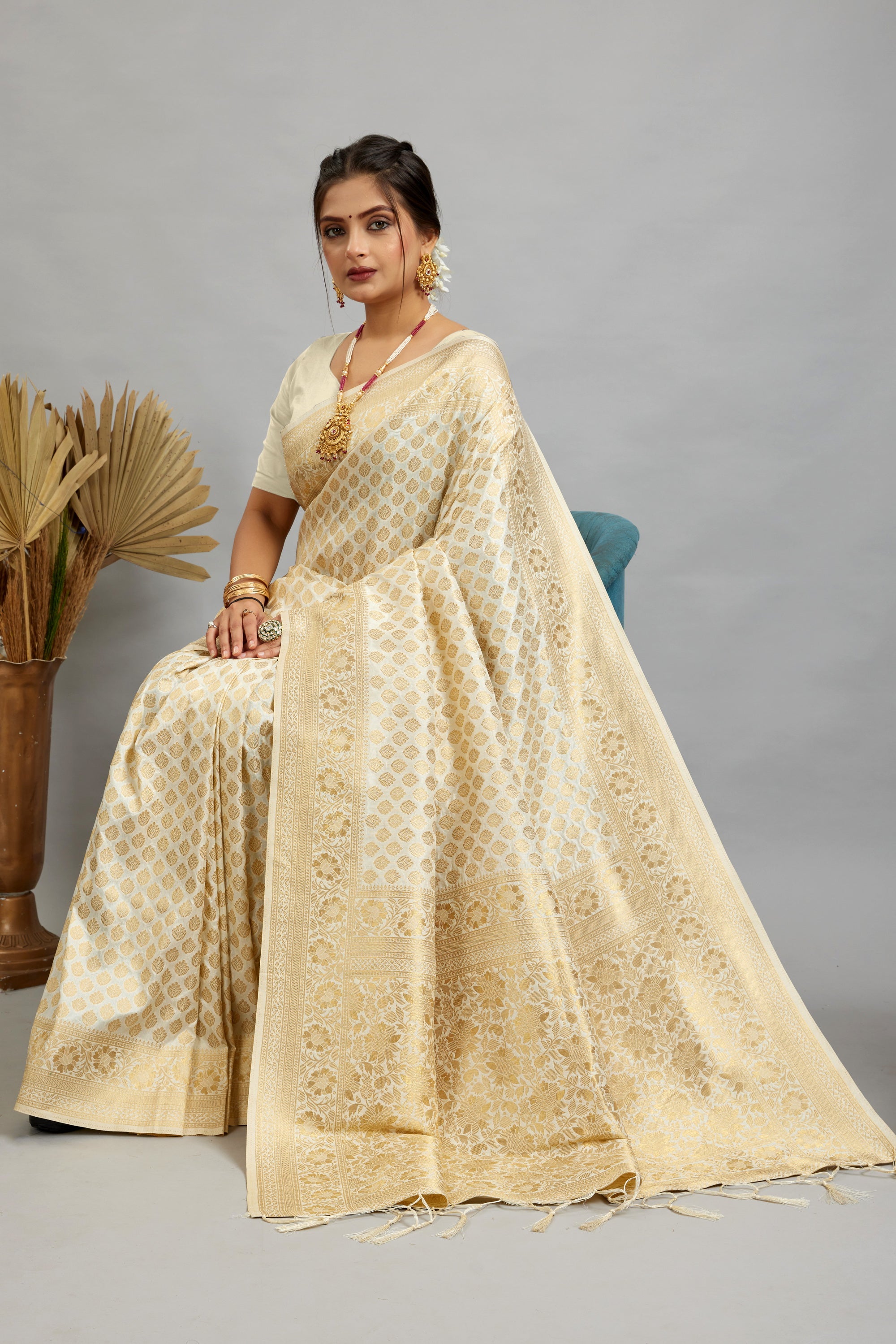 White Pure Soft Khadi Silk Saree