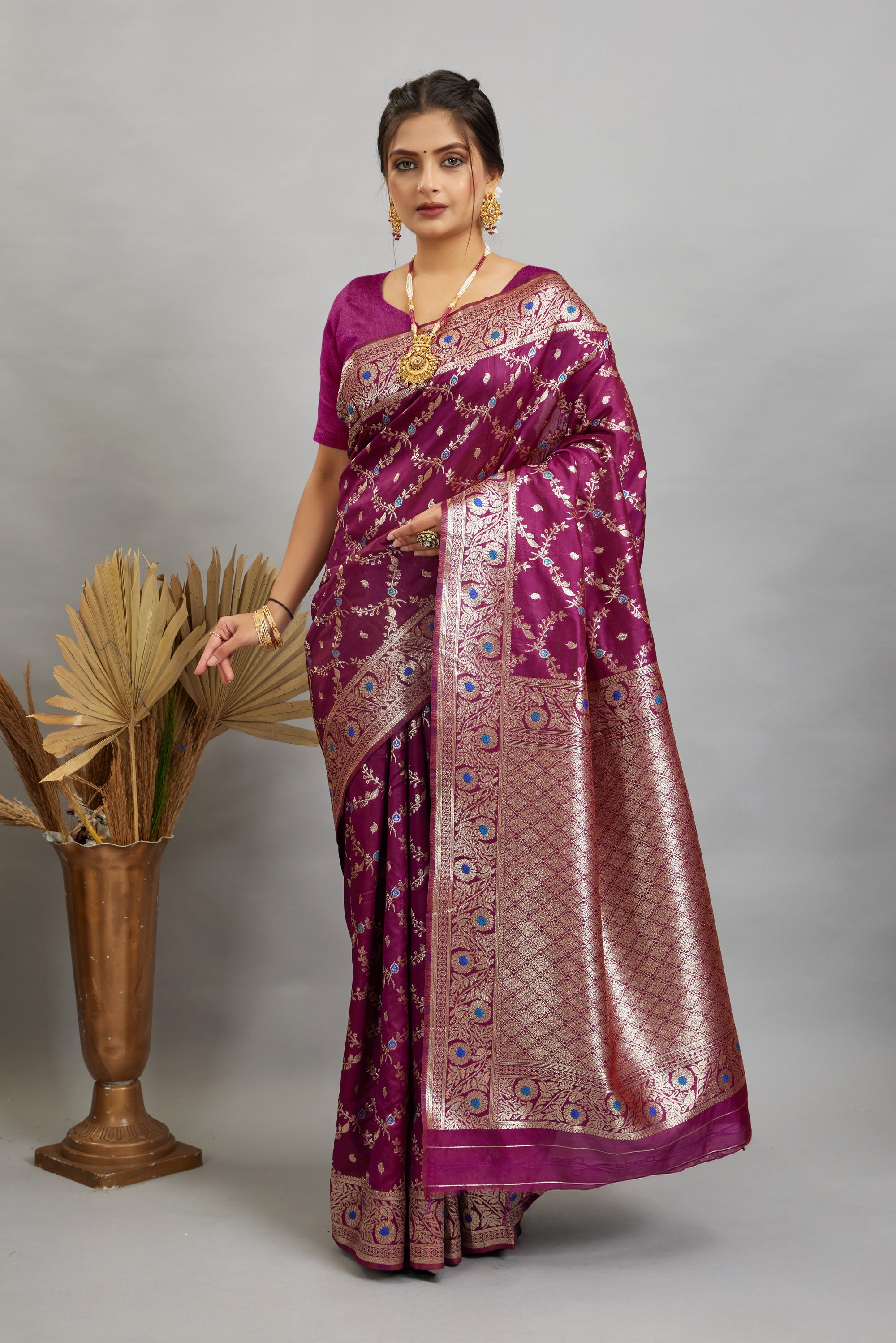 Purple Woven Banarasi Silk Saree