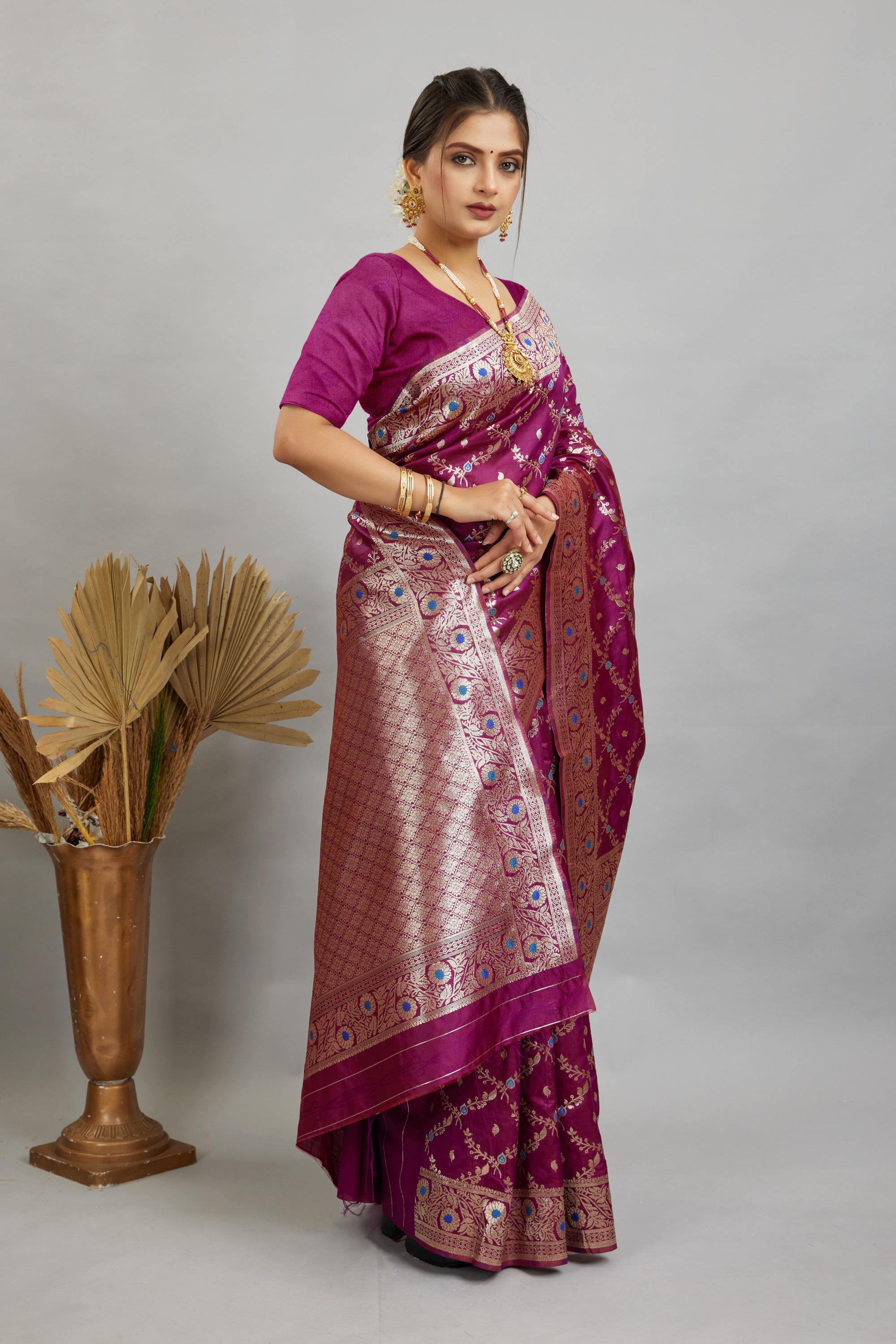 Purple Woven Banarasi Silk Saree