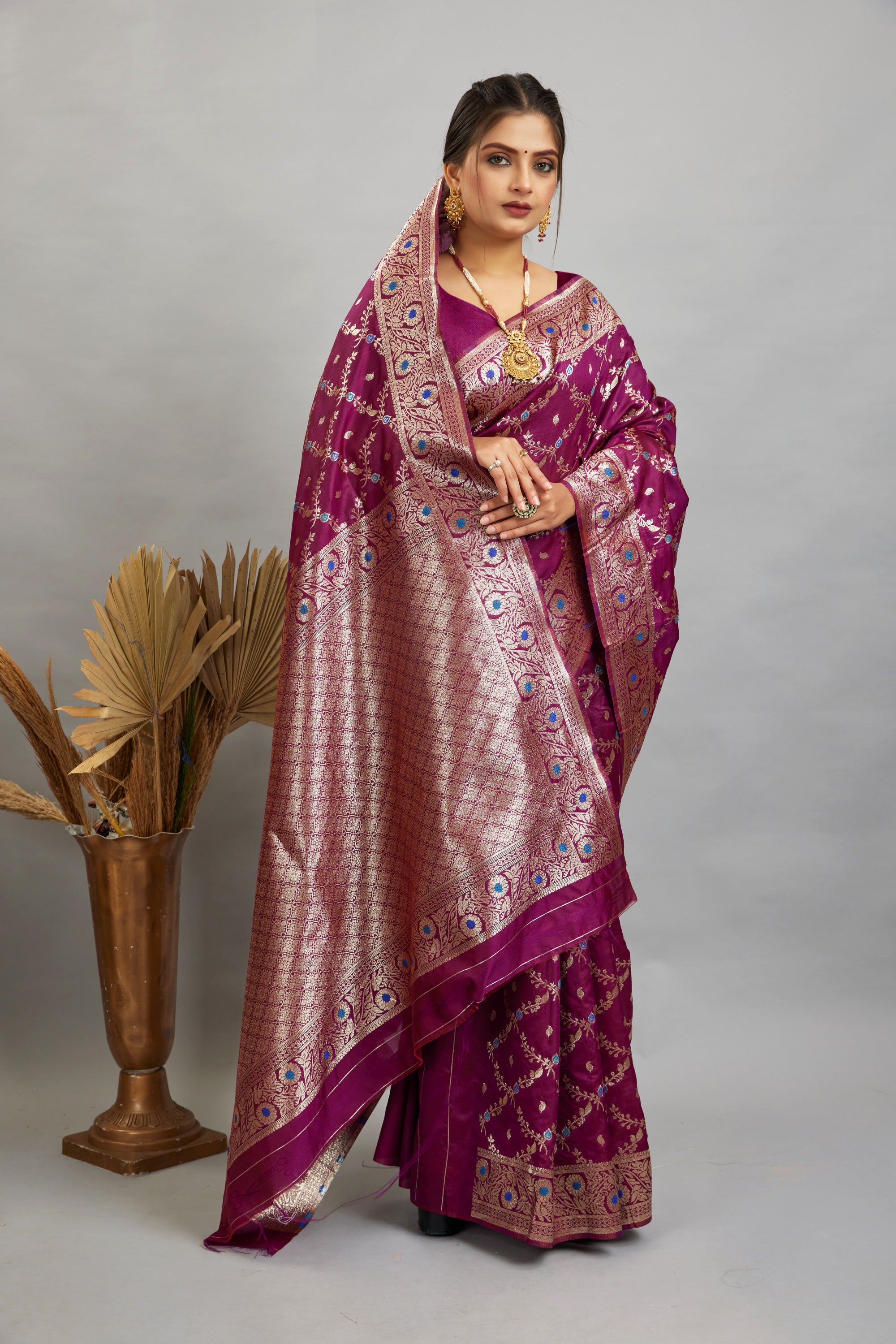 Purple Woven Banarasi Silk Saree