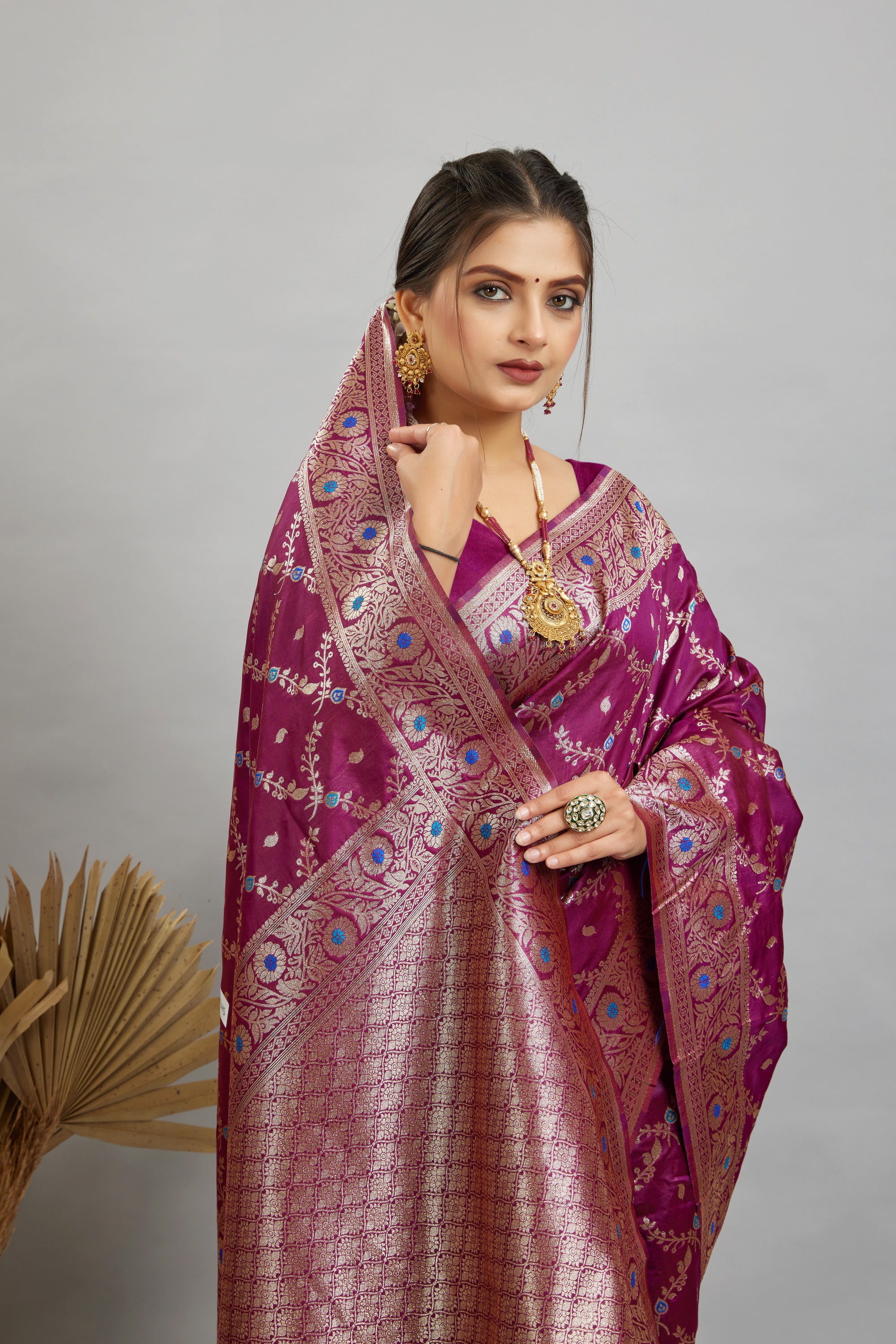 Purple Woven Banarasi Silk Saree
