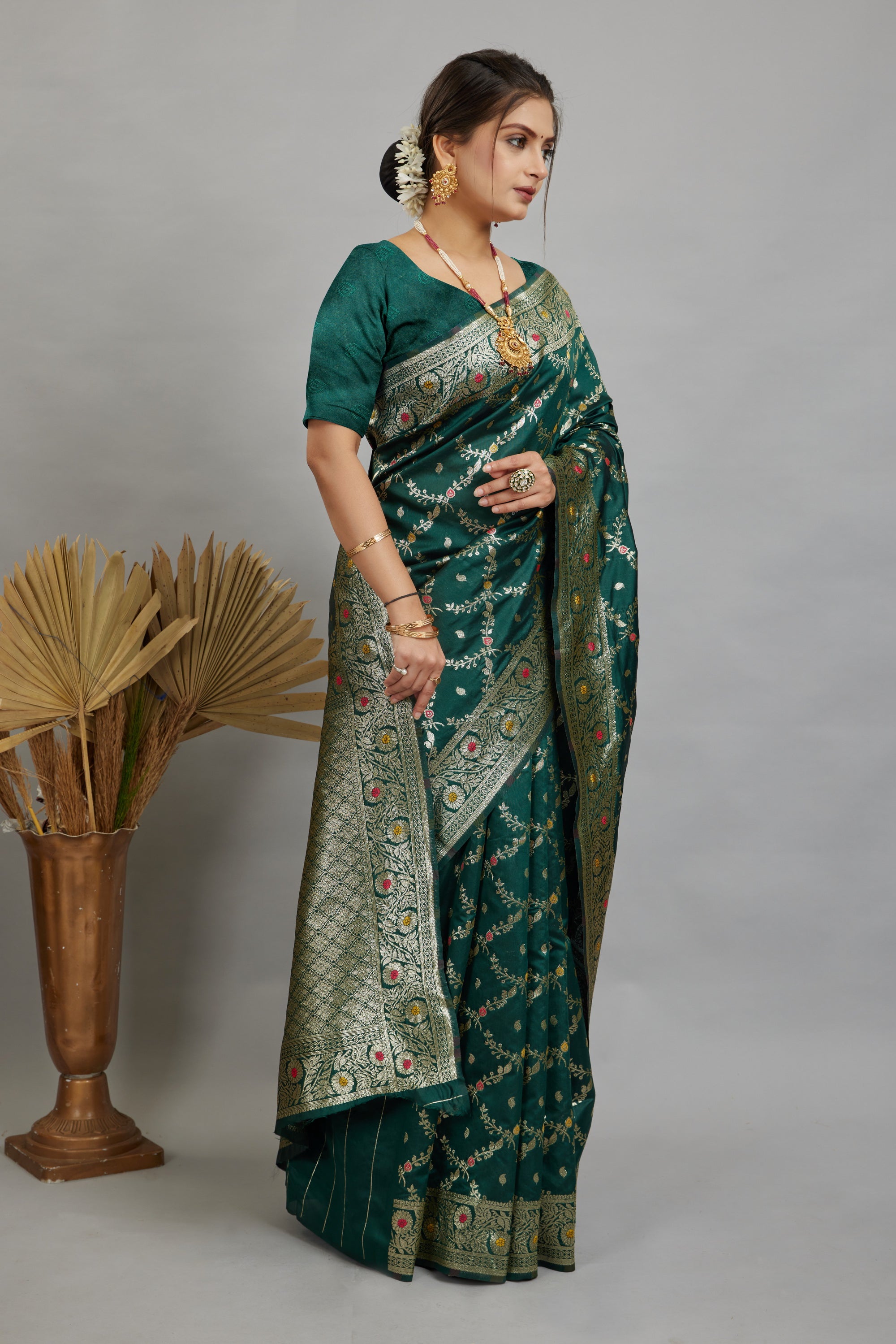 Green Woven Banarasi Silk Saree