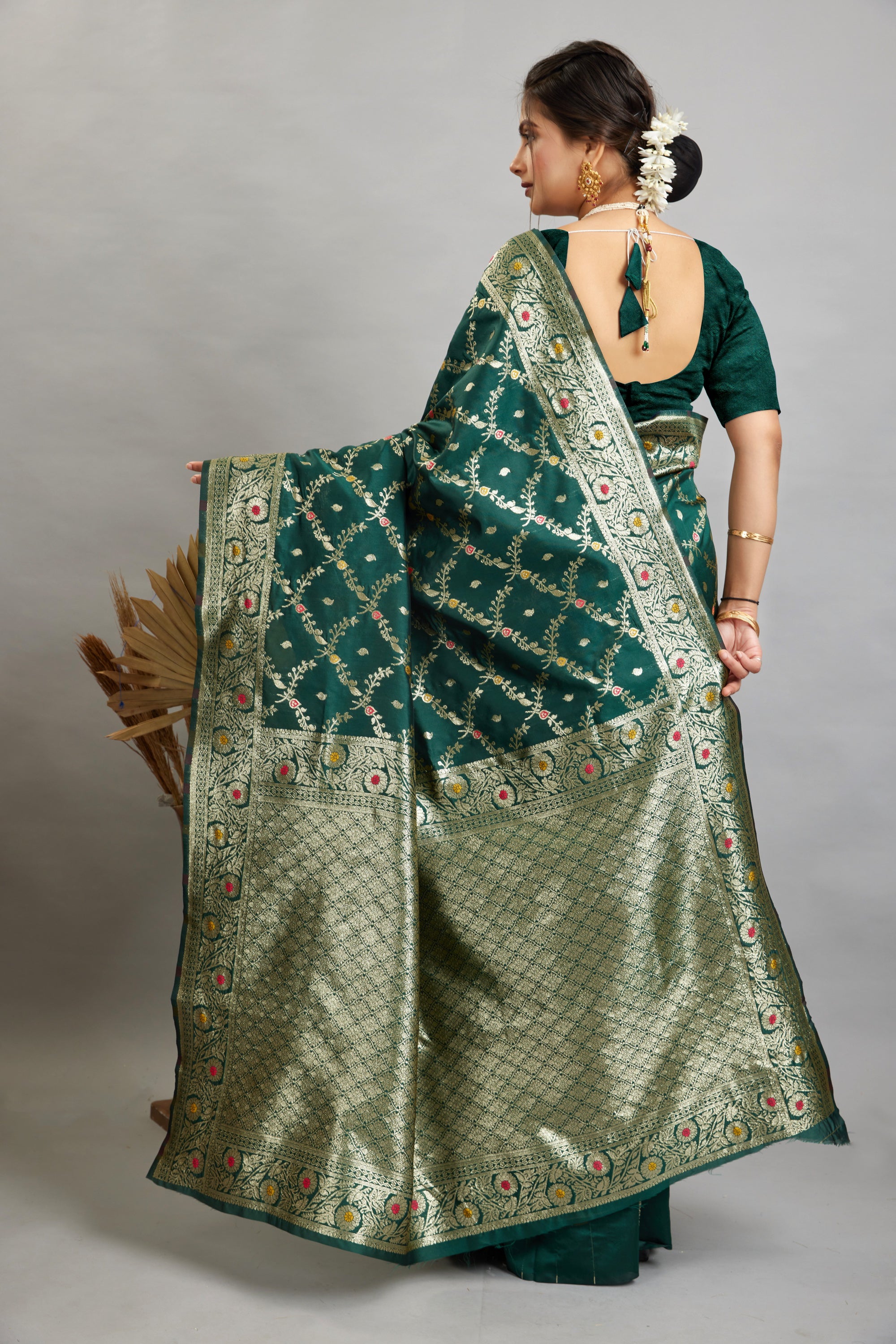Green Woven Banarasi Silk Saree