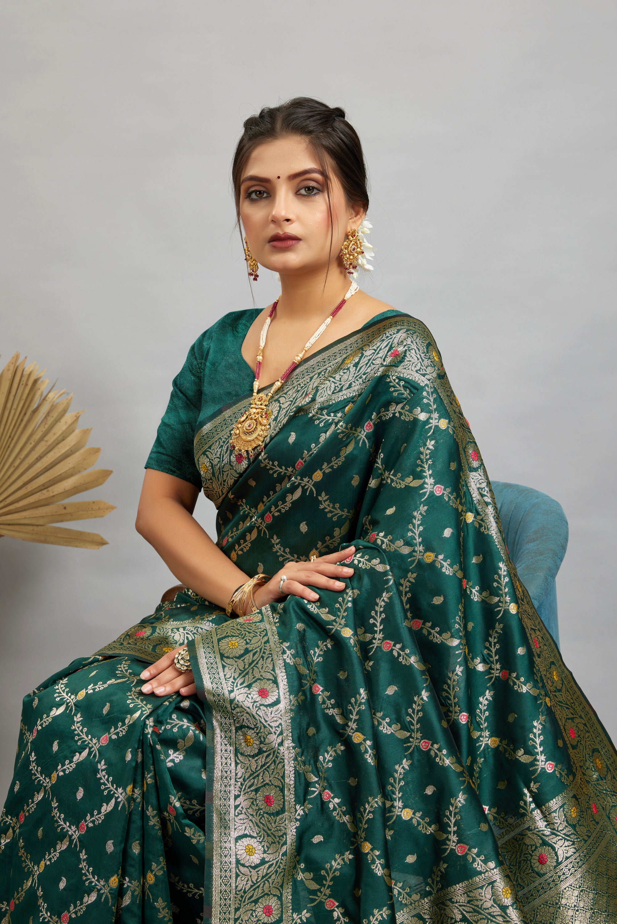 Green Woven Banarasi Silk Saree