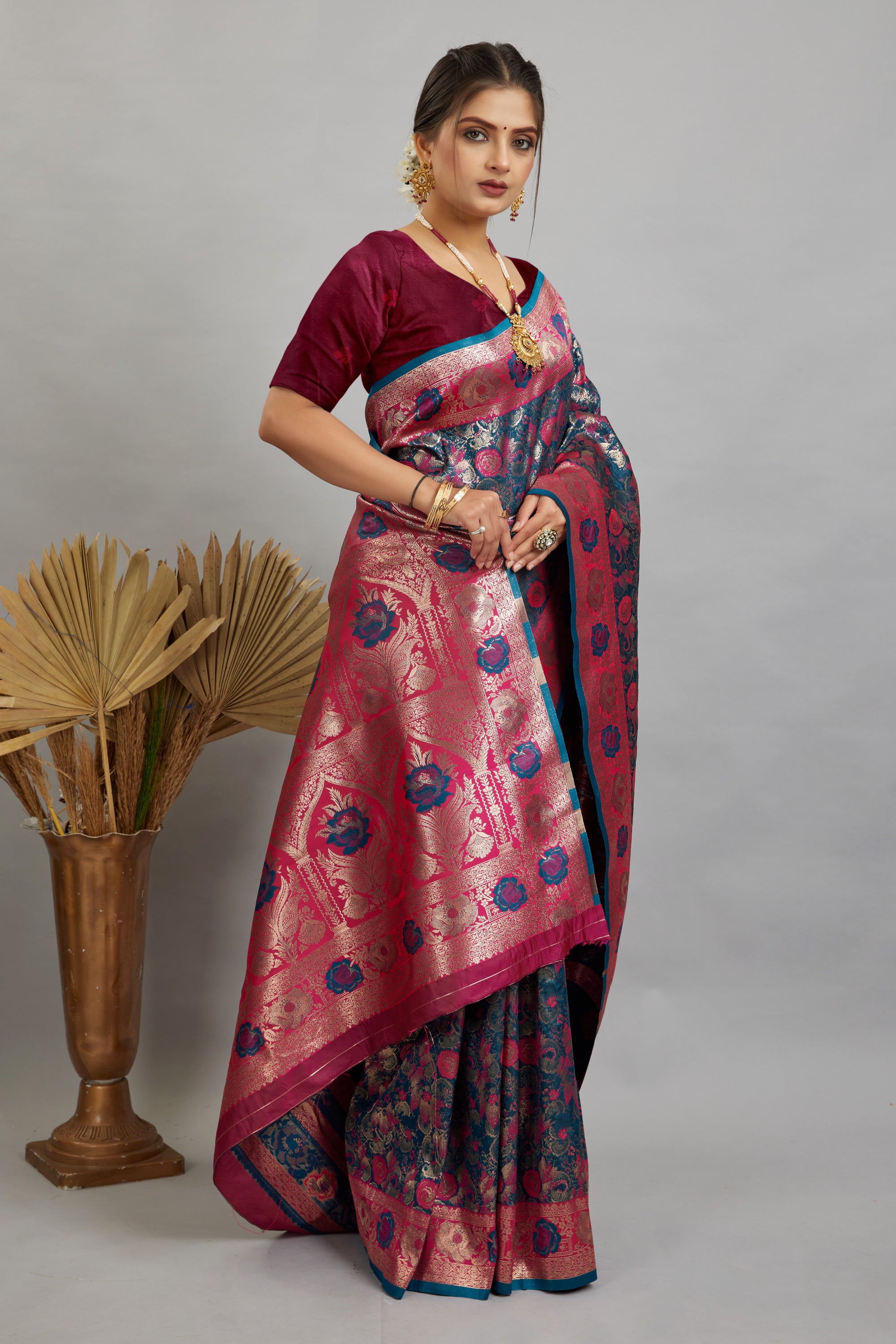 Blue Woven Kanjivaram Silk Saree