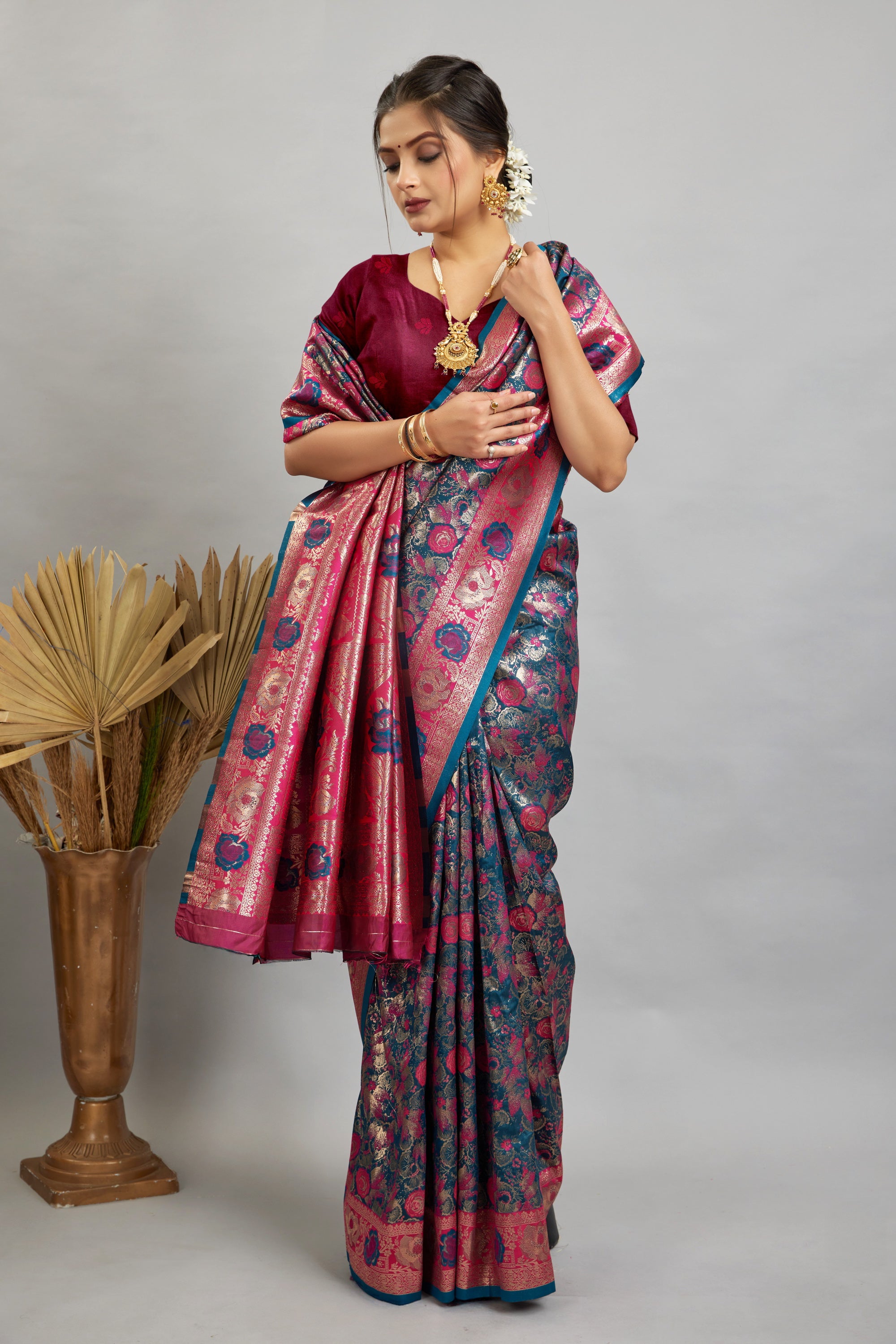 Blue Woven Kanjivaram Silk Saree