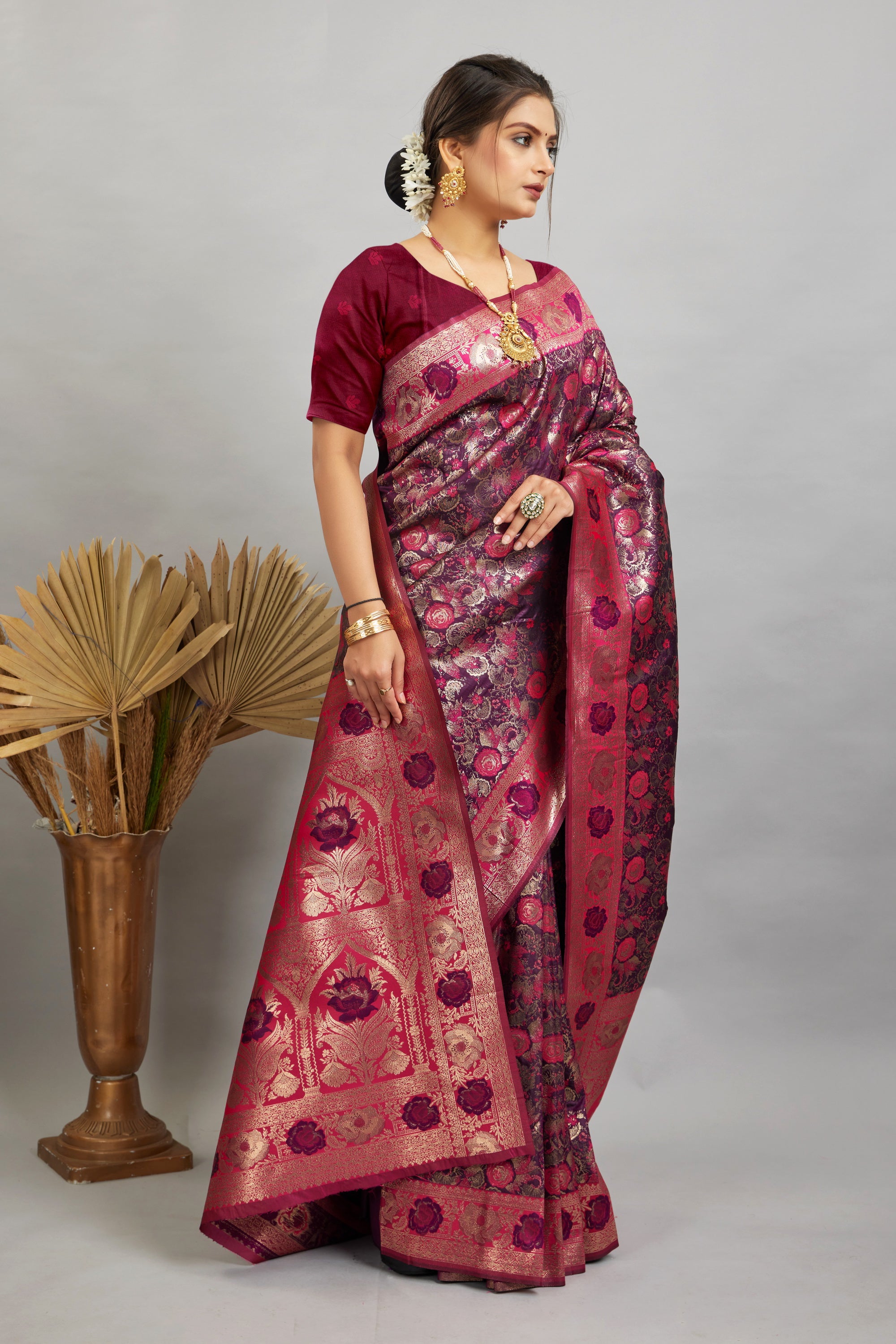 Purple Woven Kanjivaram Silk Saree