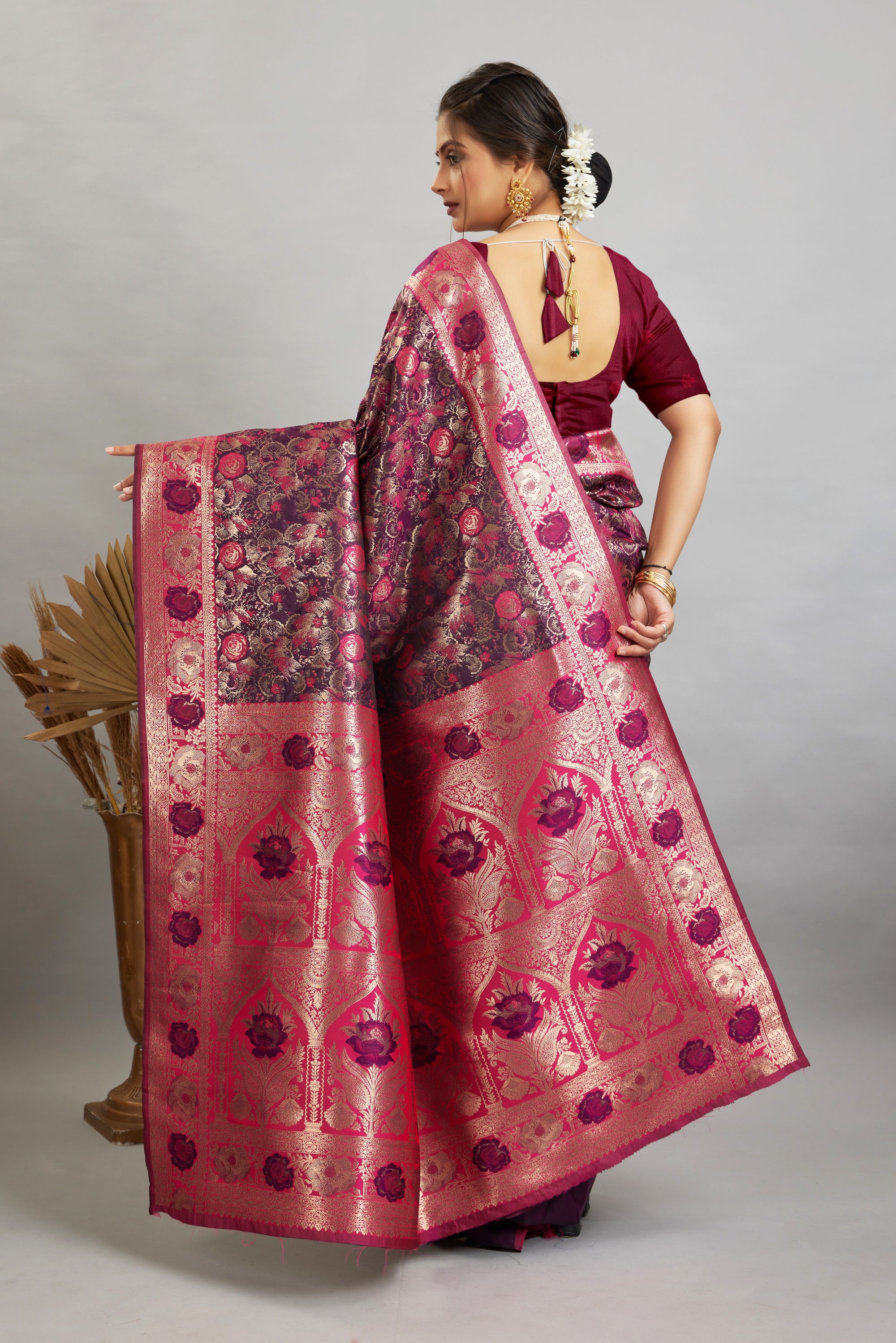 Purple Woven Kanjivaram Silk Saree