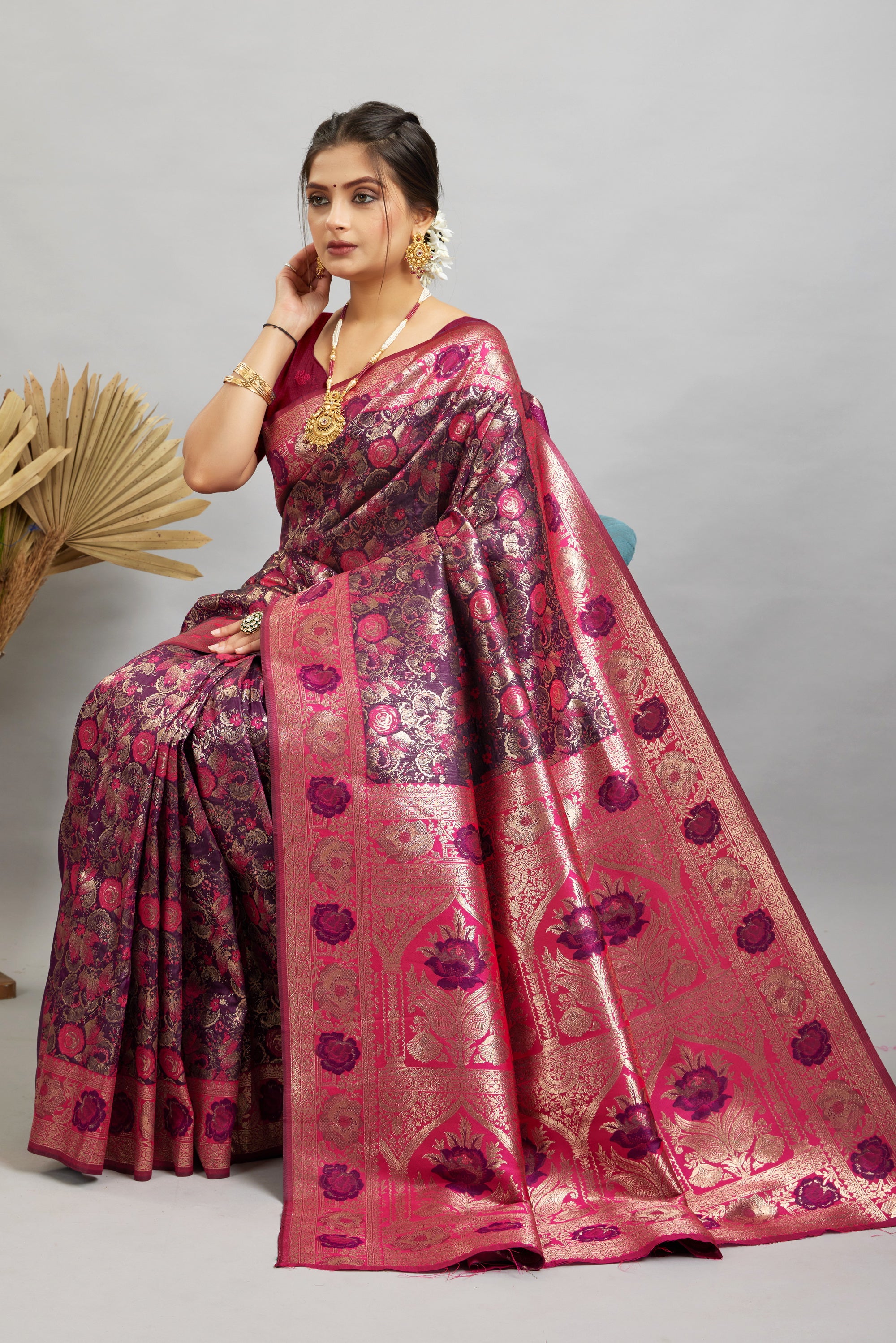 Purple Woven Kanjivaram Silk Saree