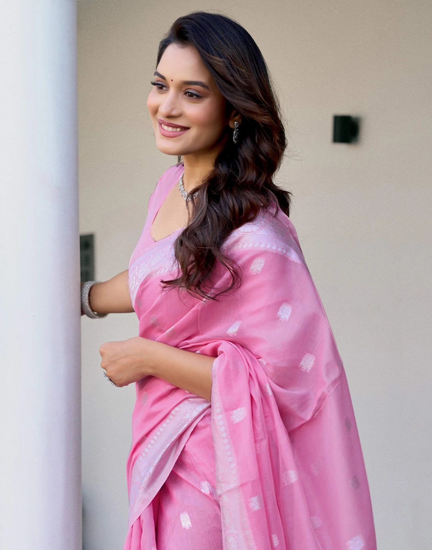 Pink Soft Cotton Silk Saree