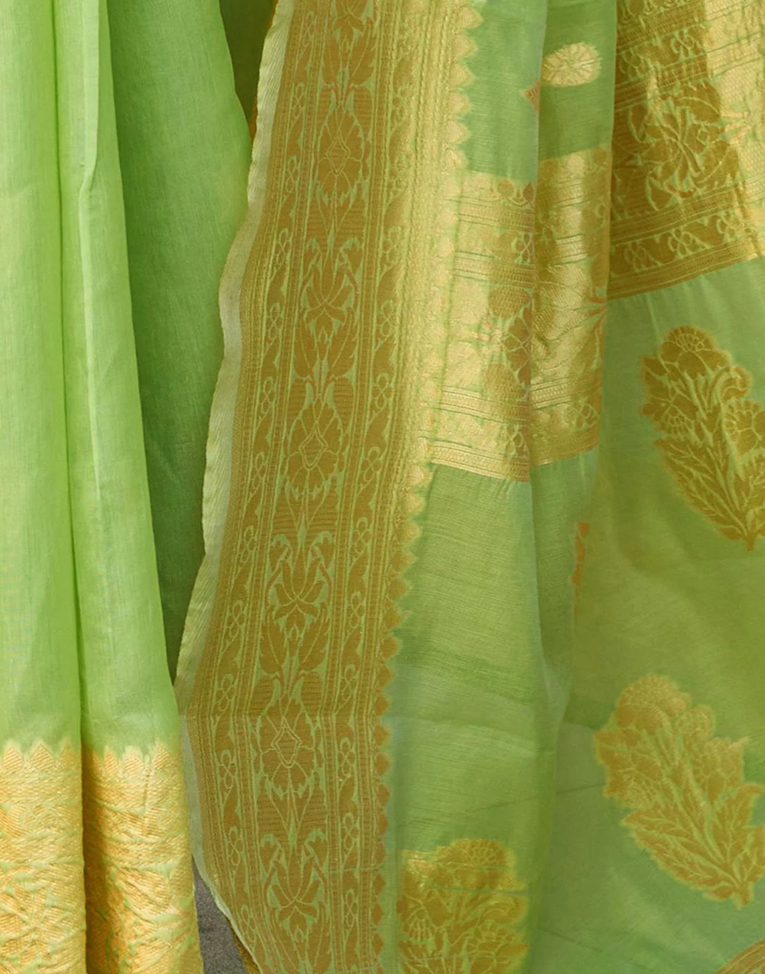 Green Soft Cotton Silk Saree