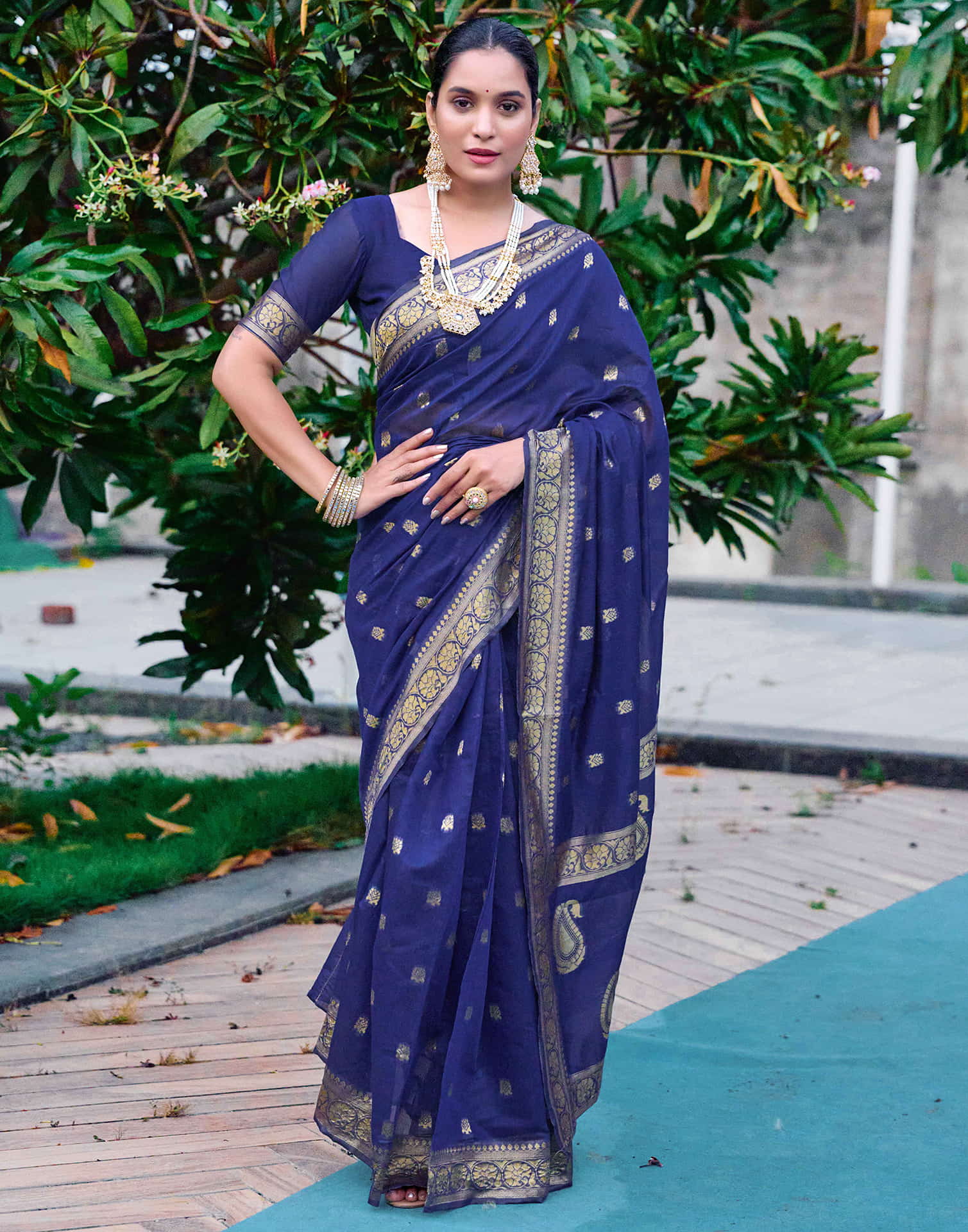 Blue Soft Cotton Silk Saree