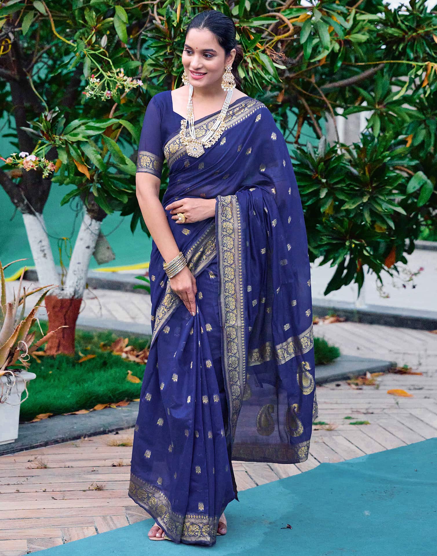 Blue Soft Cotton Silk Saree