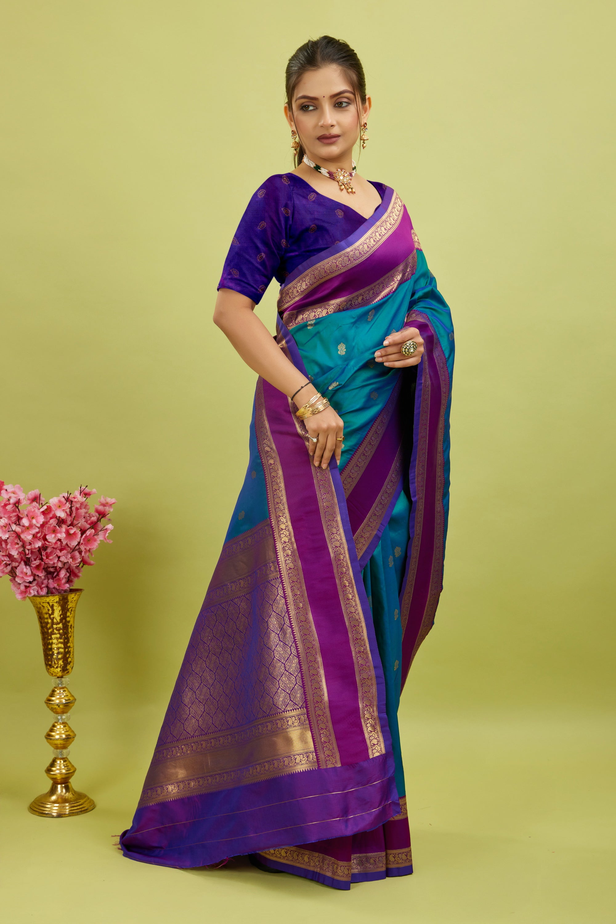 Blue Woven Kanjivaram Silk Saree