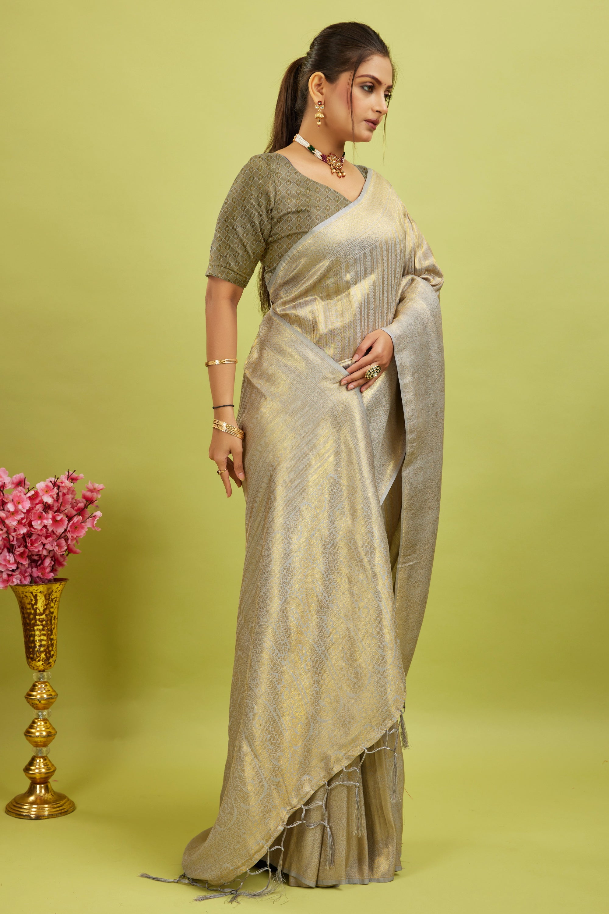 Beige Kubera Pattu Silk Saree