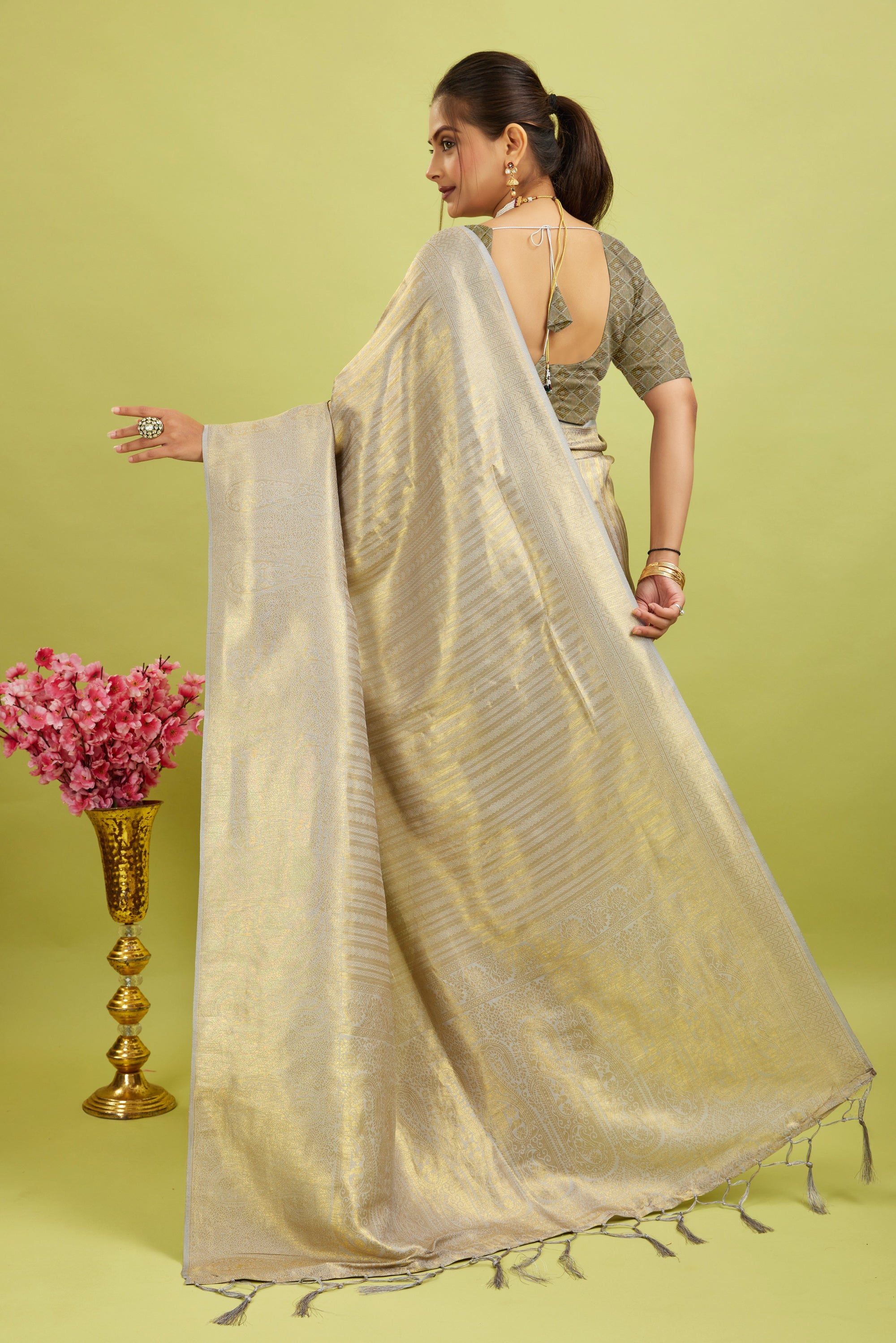 Beige Kubera Pattu Silk Saree