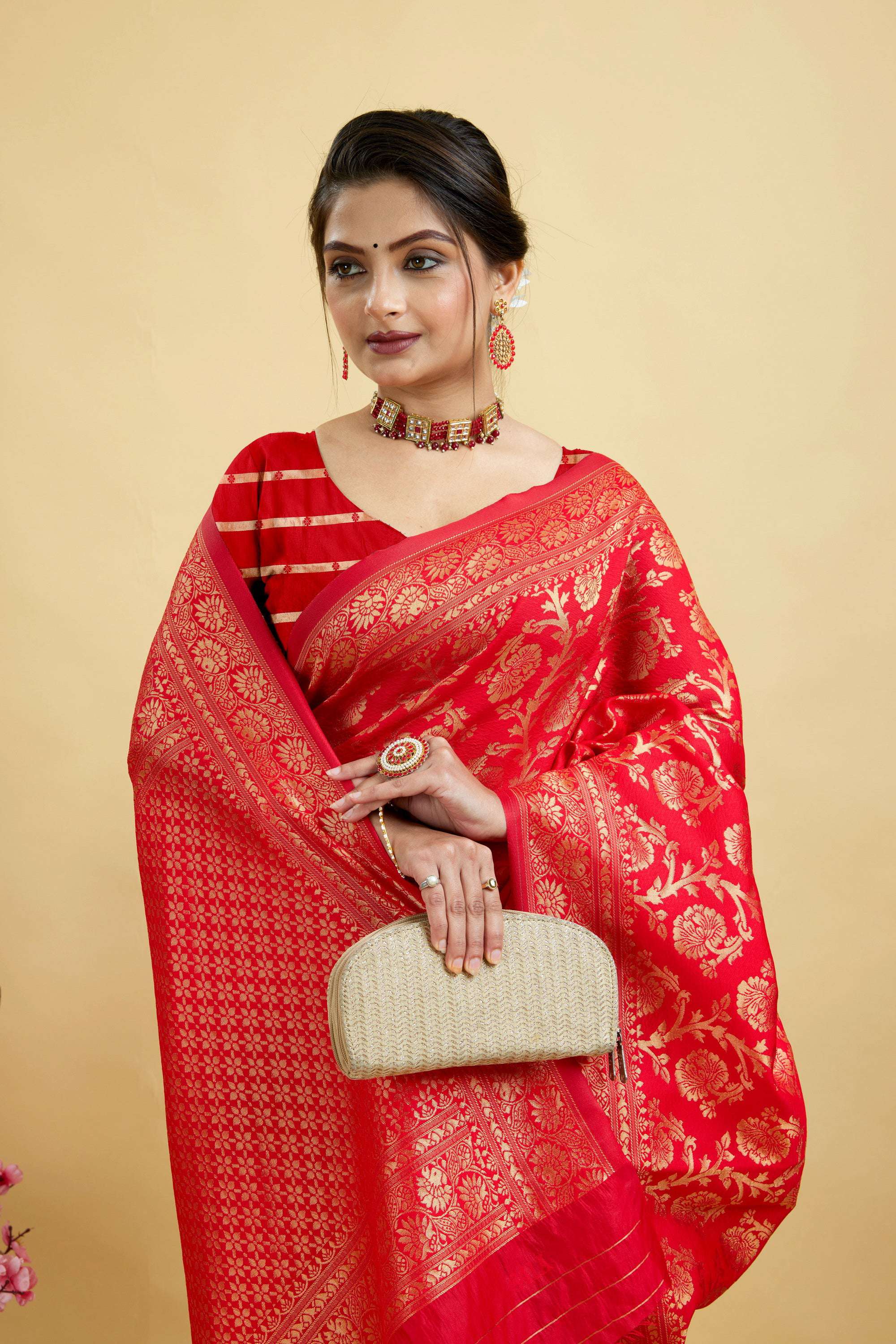 Red Kanjivaram Woven Silk Blend Saree