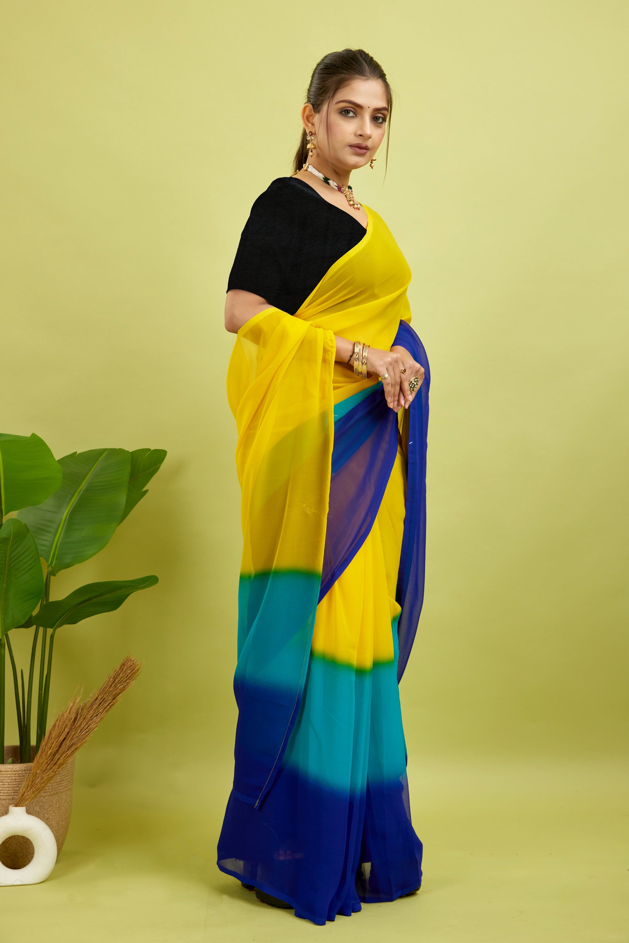 Ready to Wear Multi-Colored Soft Georgette Saree