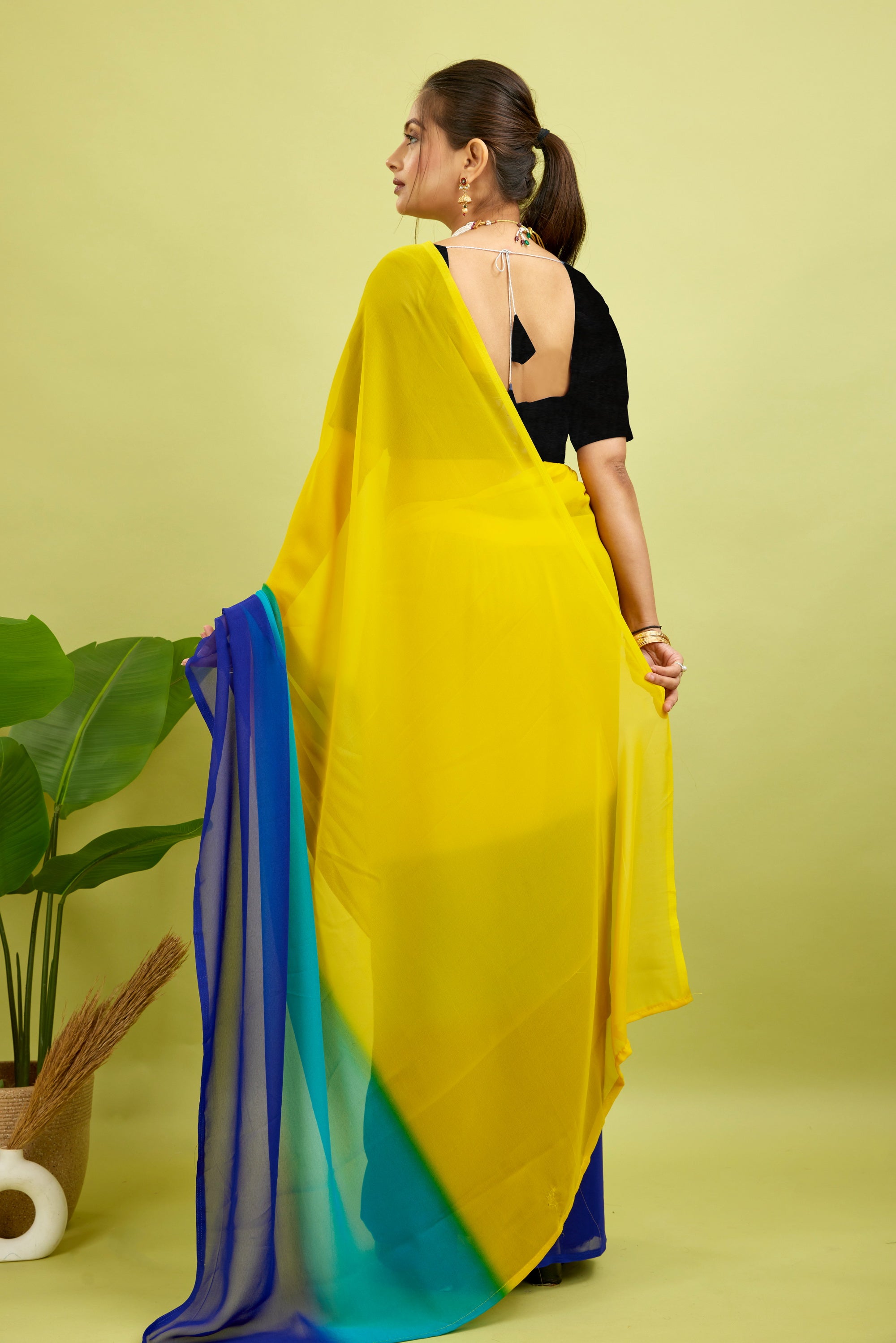 Ready to Wear Multi-Colored Soft Georgette Saree