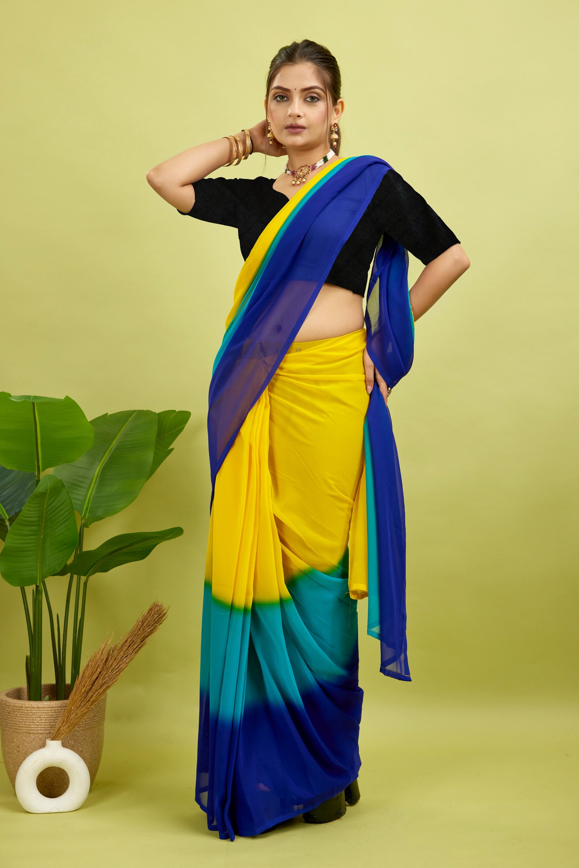 Ready to Wear Multi-Colored Soft Georgette Saree