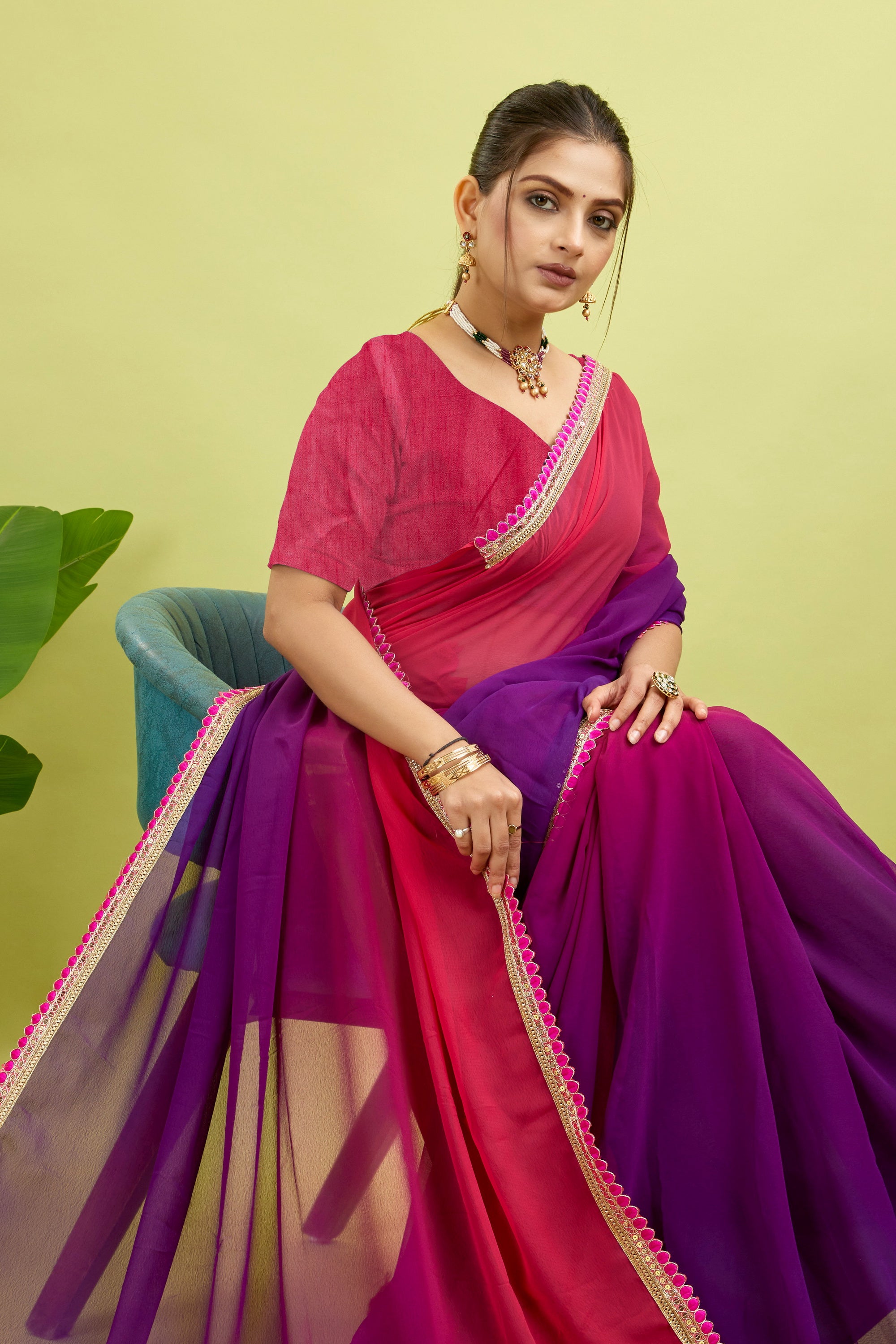Rani Toned Georgette Saree