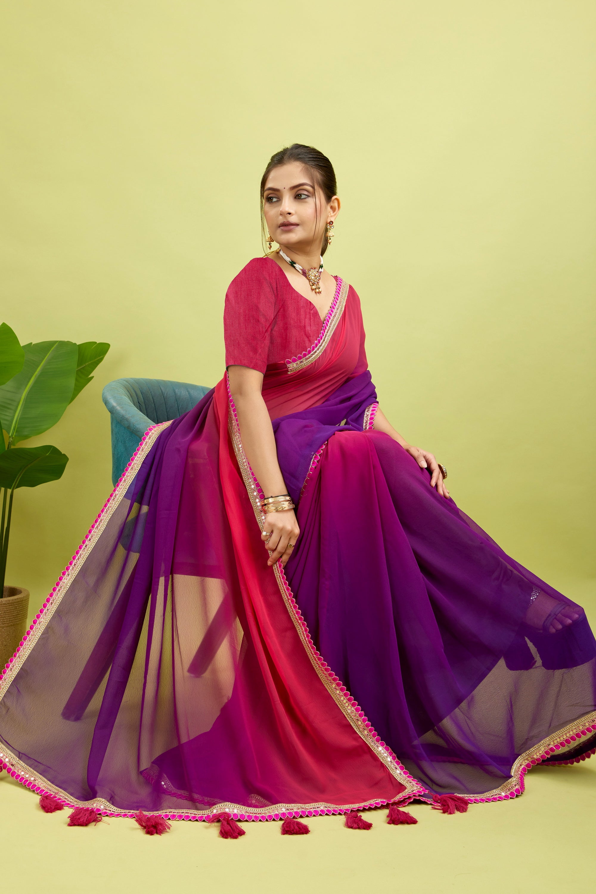Rani Toned Georgette Saree