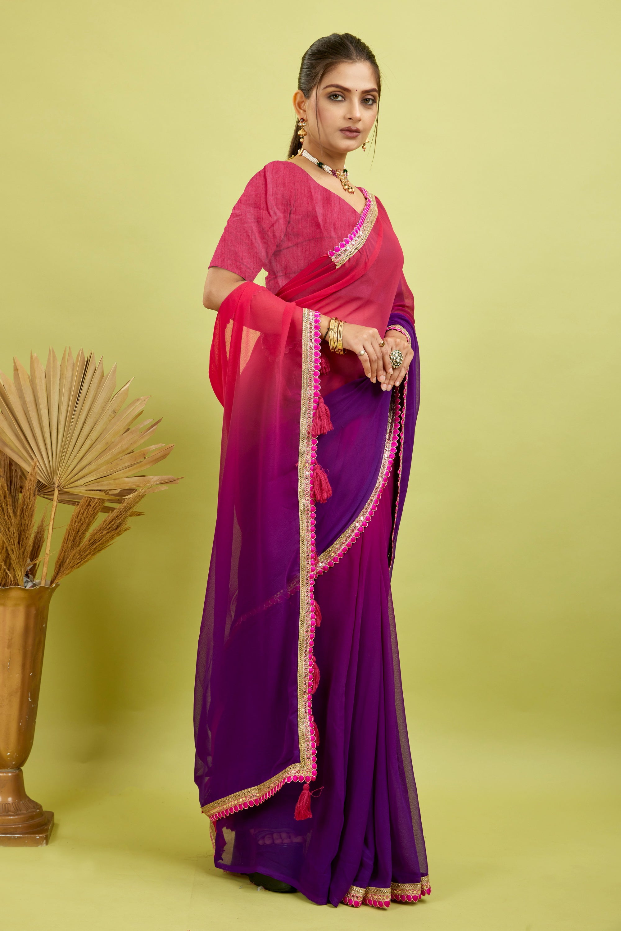 Rani Toned Georgette Saree