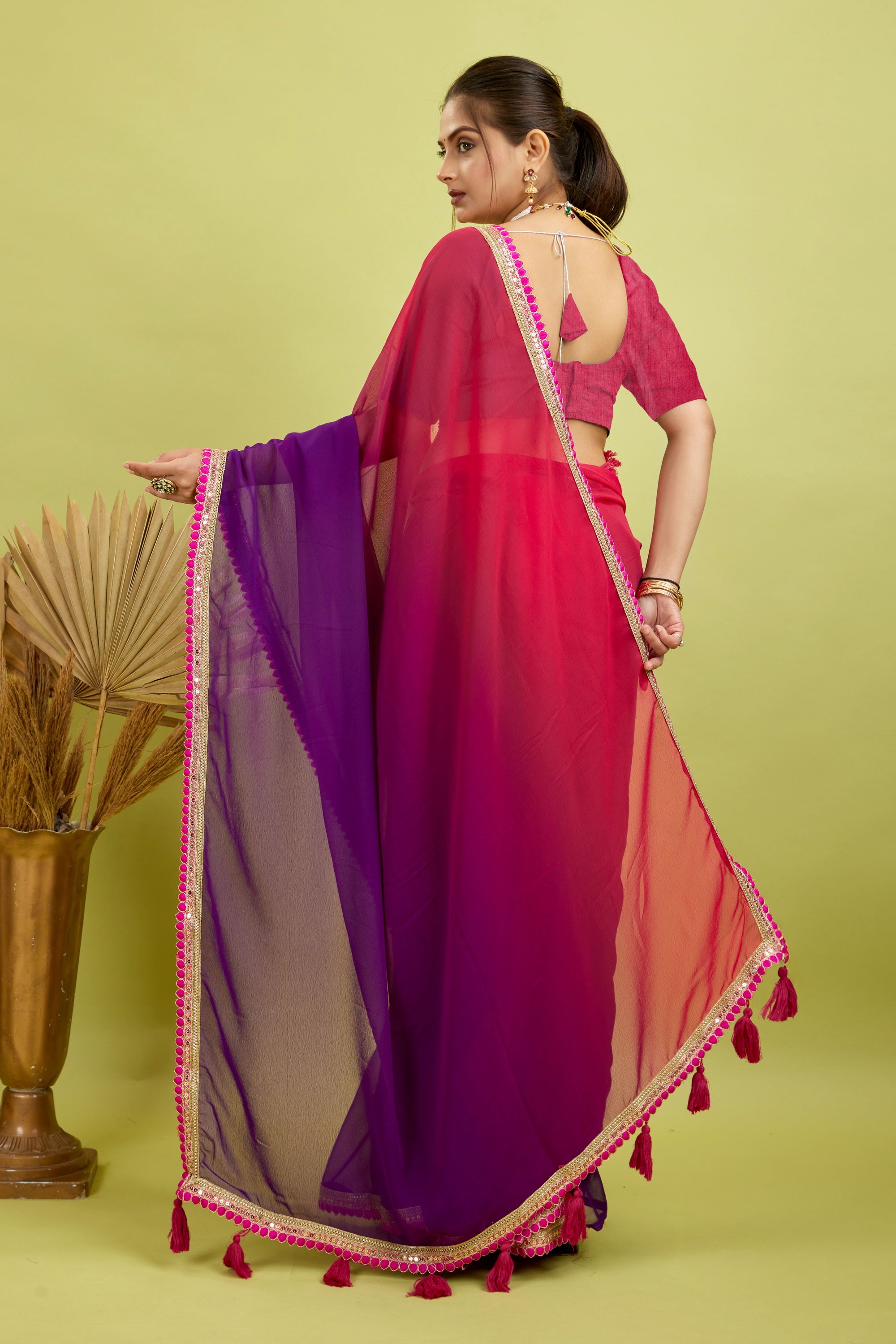 Rani Toned Georgette Saree