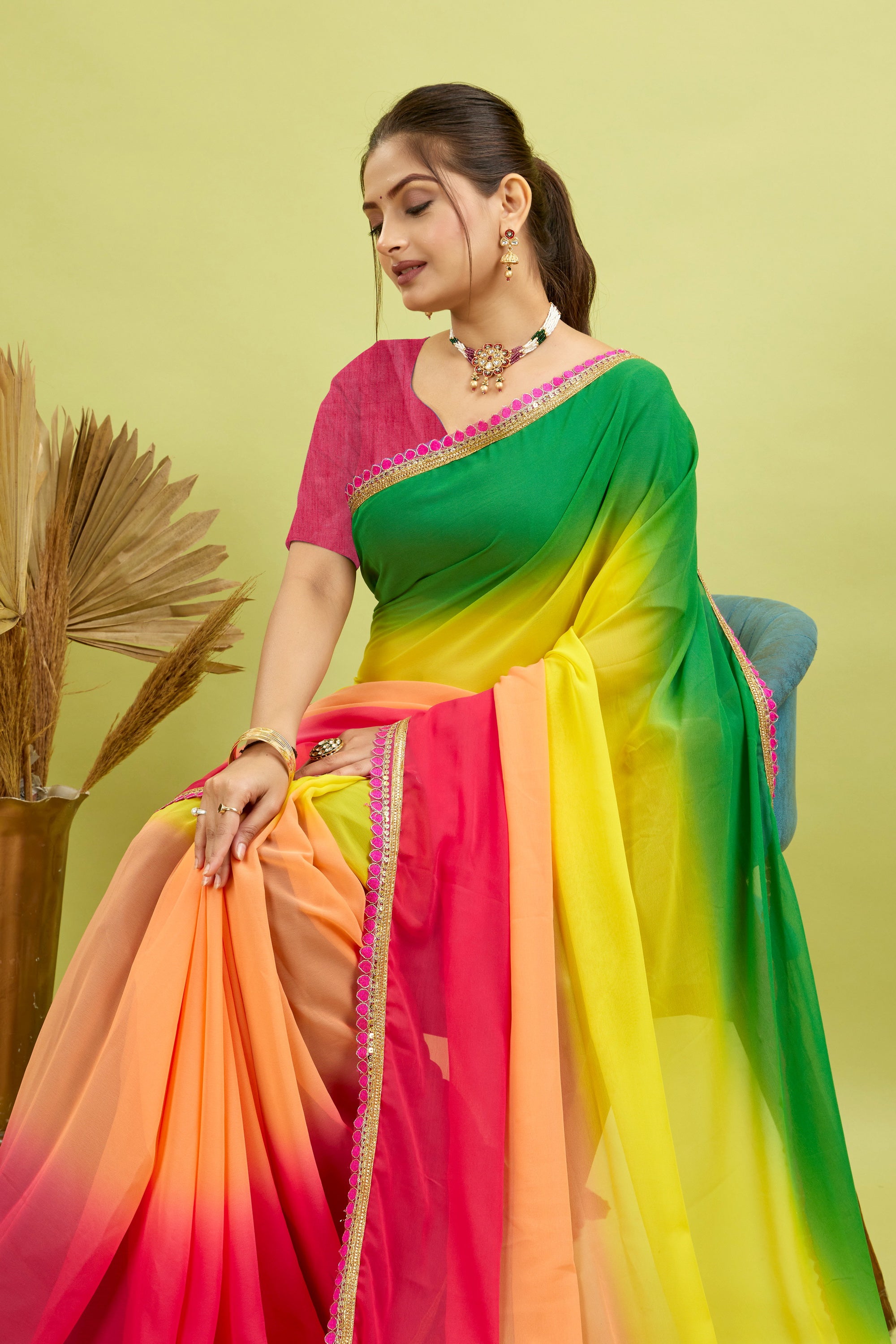 Yellow Toned Georgette Saree