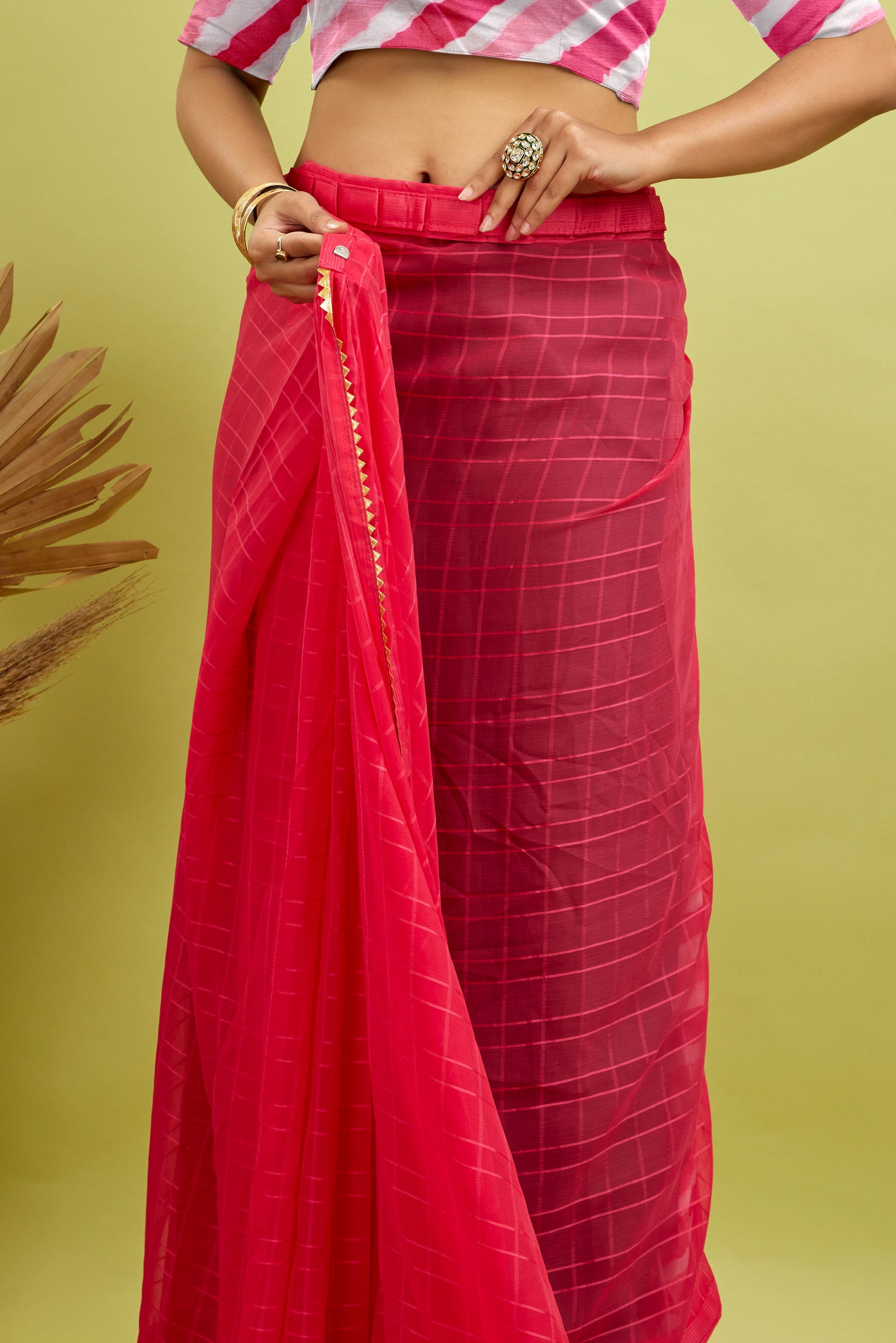Pink Ready To Wear Digital Printed Georgette Saree