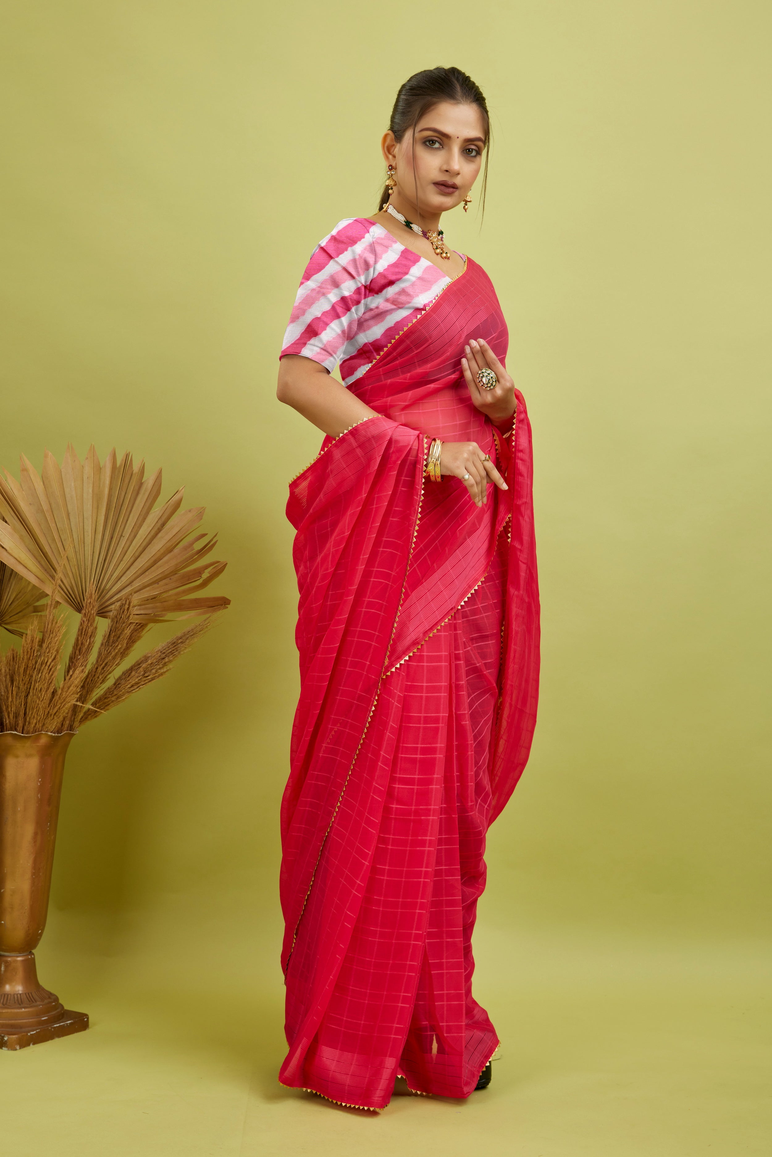 Pink Ready To Wear Digital Printed Georgette Saree
