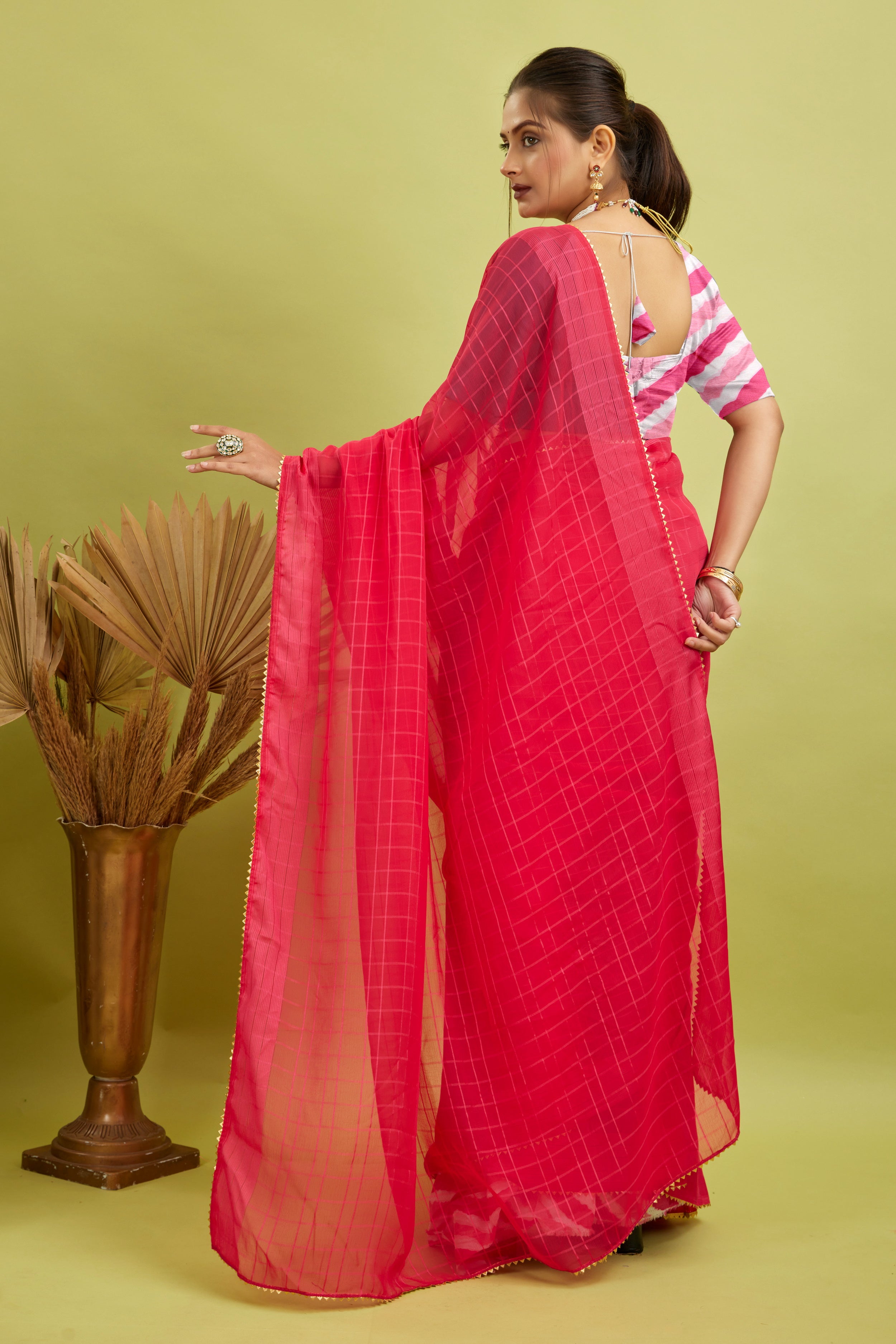 Pink Ready To Wear Digital Printed Georgette Saree
