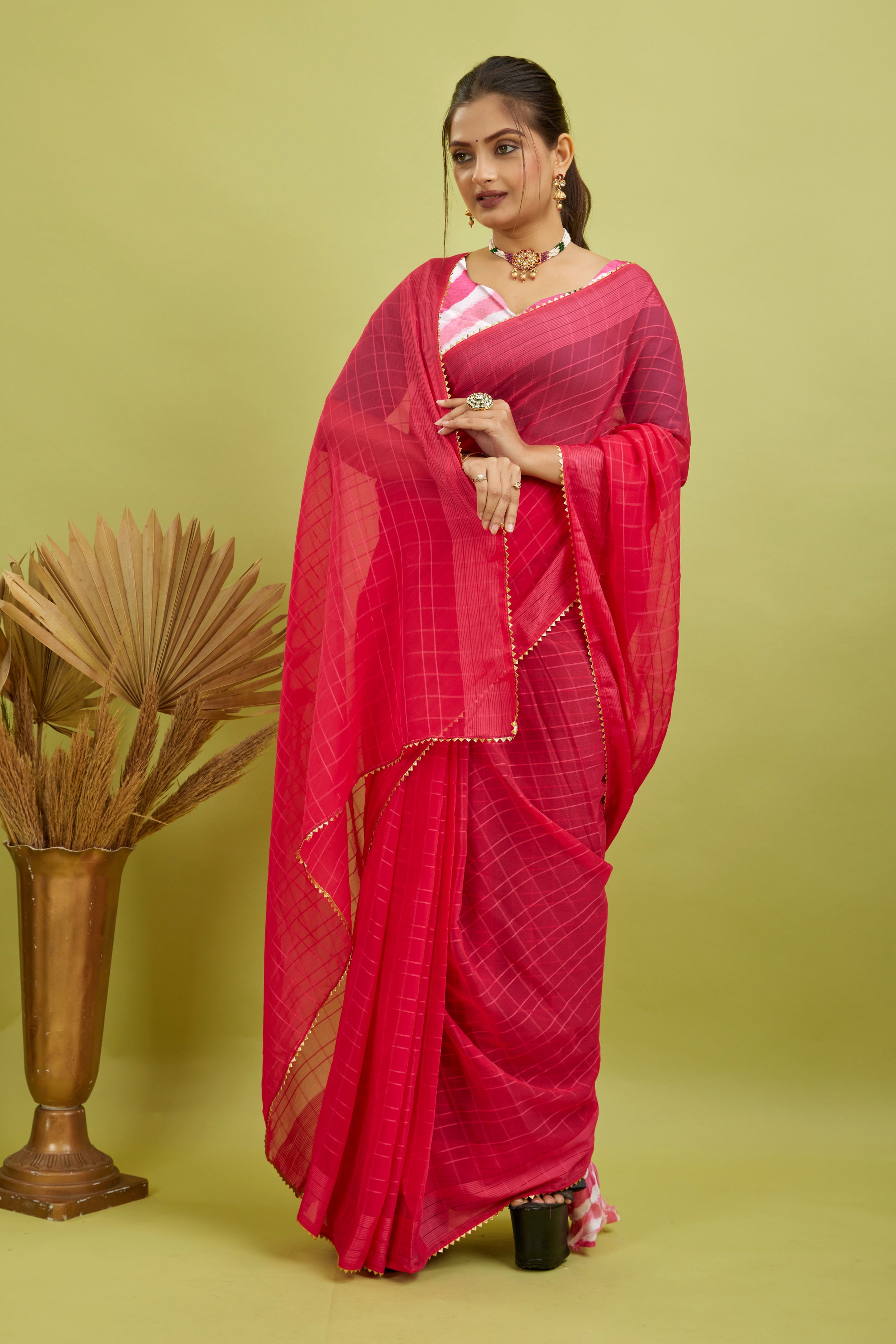 Pink Ready To Wear Digital Printed Georgette Saree