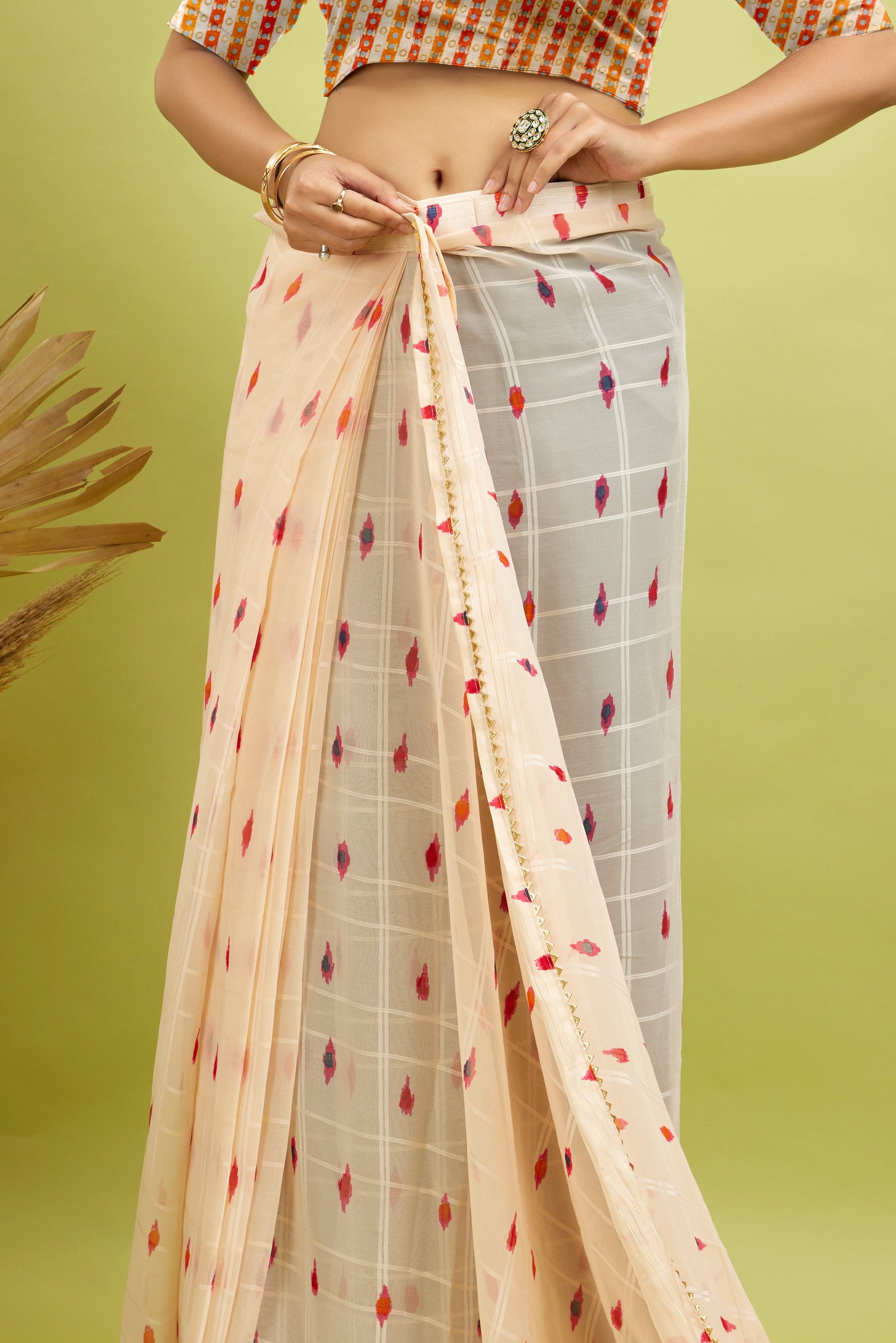 Off White Ready To Wear Digital Printed Georgette Saree