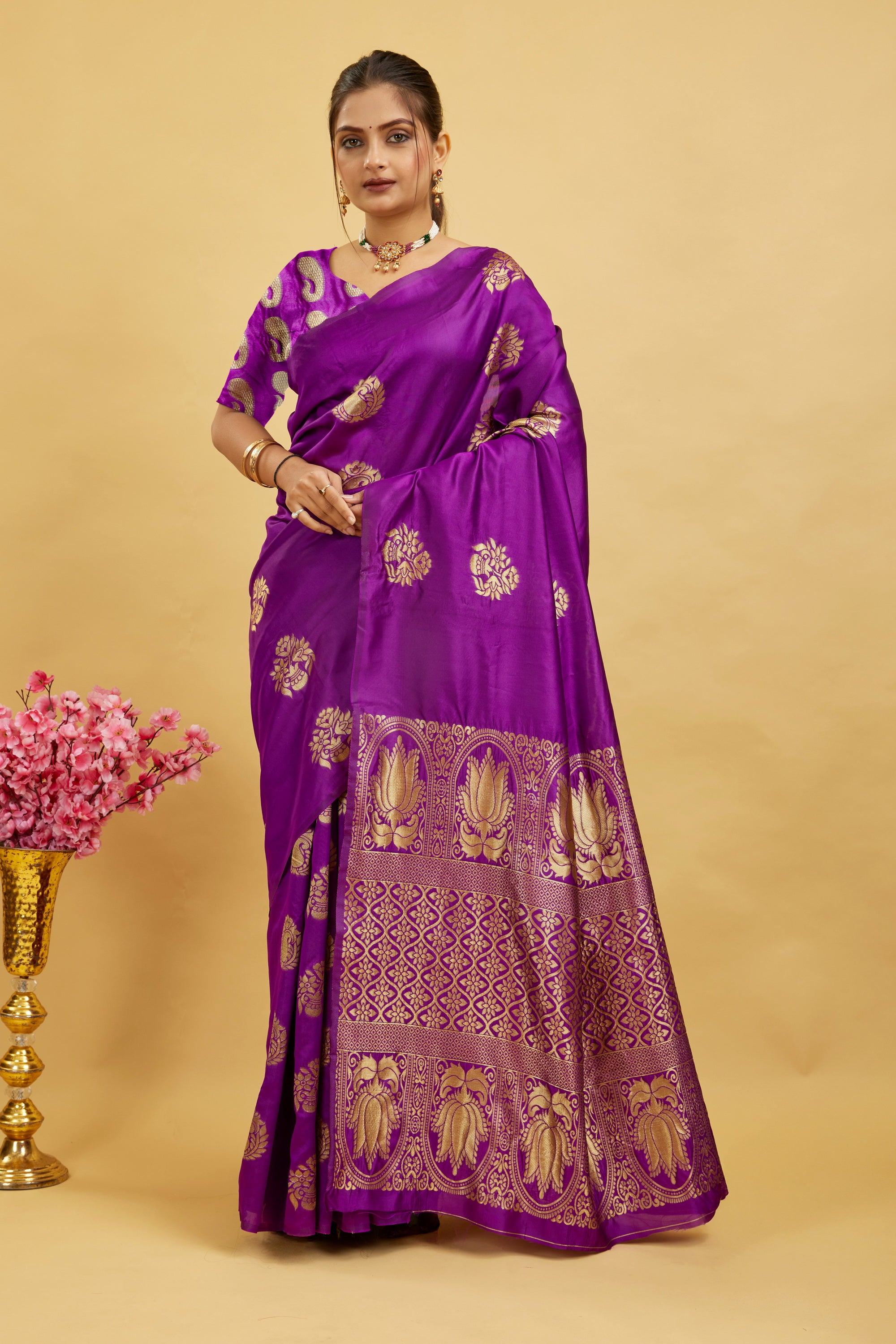 Purple Woven Banarasi Silk Saree