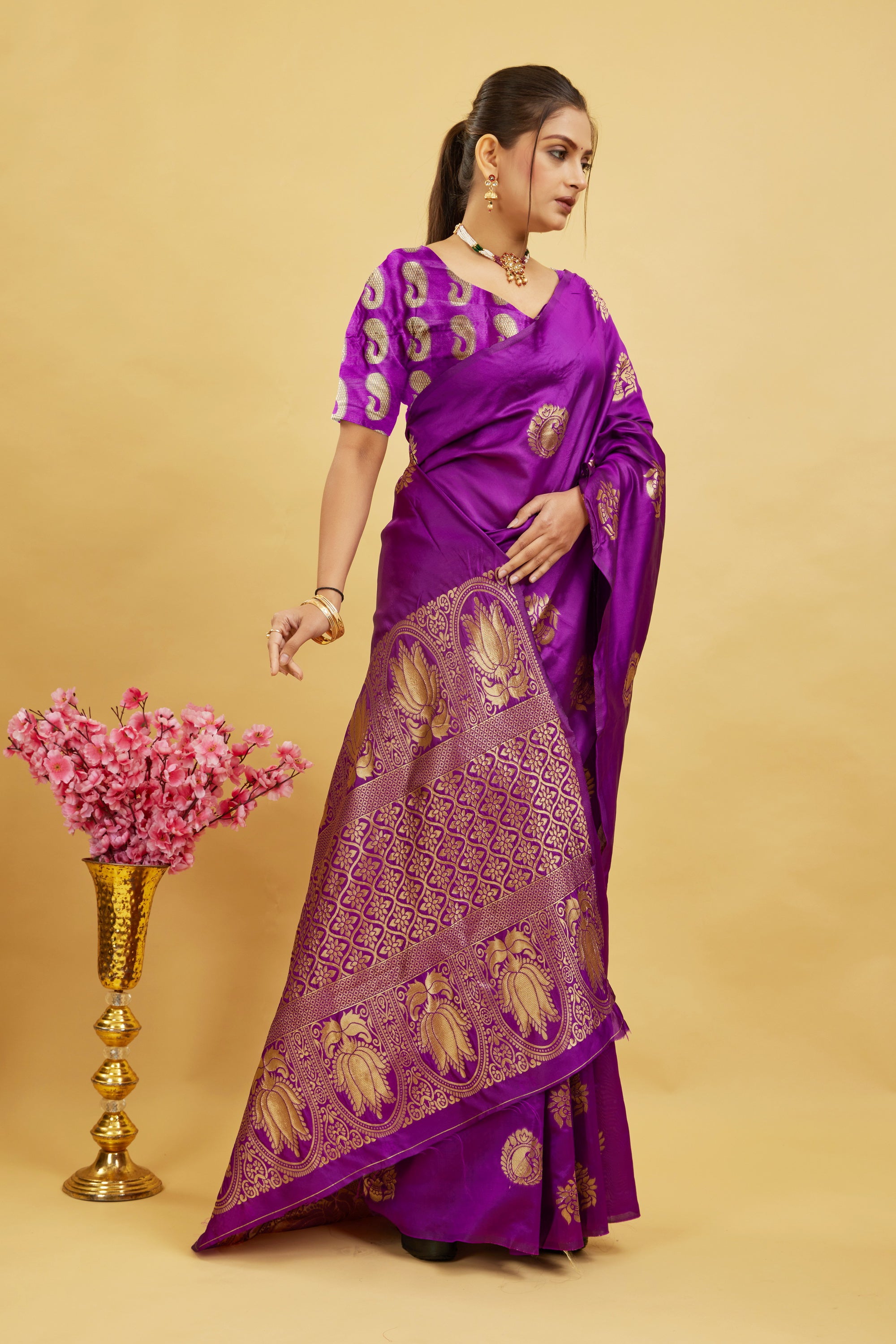 Purple Woven Banarasi Silk Saree