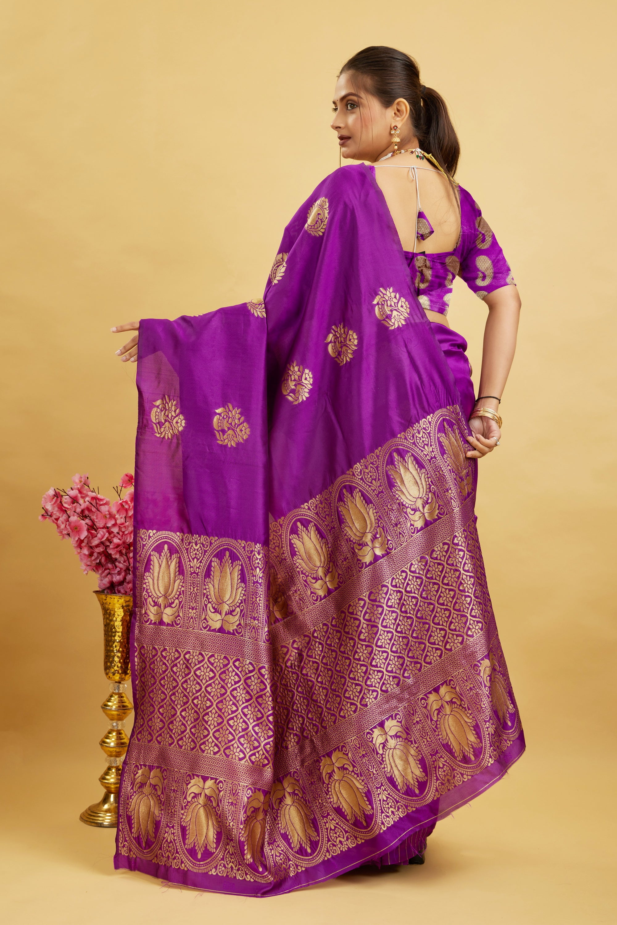 Purple Woven Banarasi Silk Saree