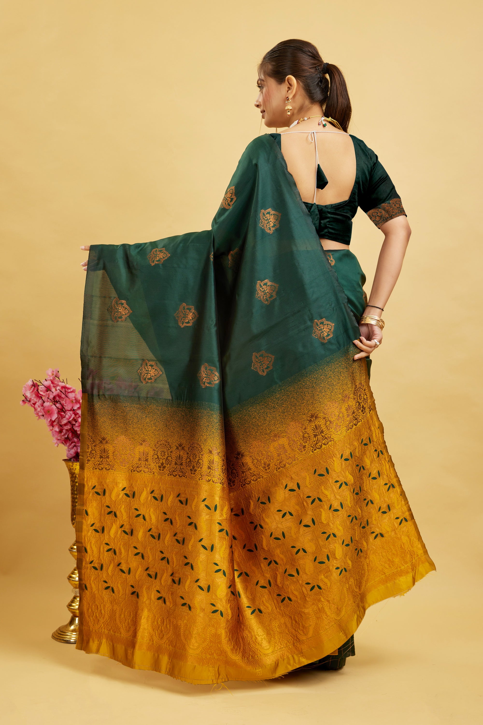 Green Woven Banarasi Silk Saree