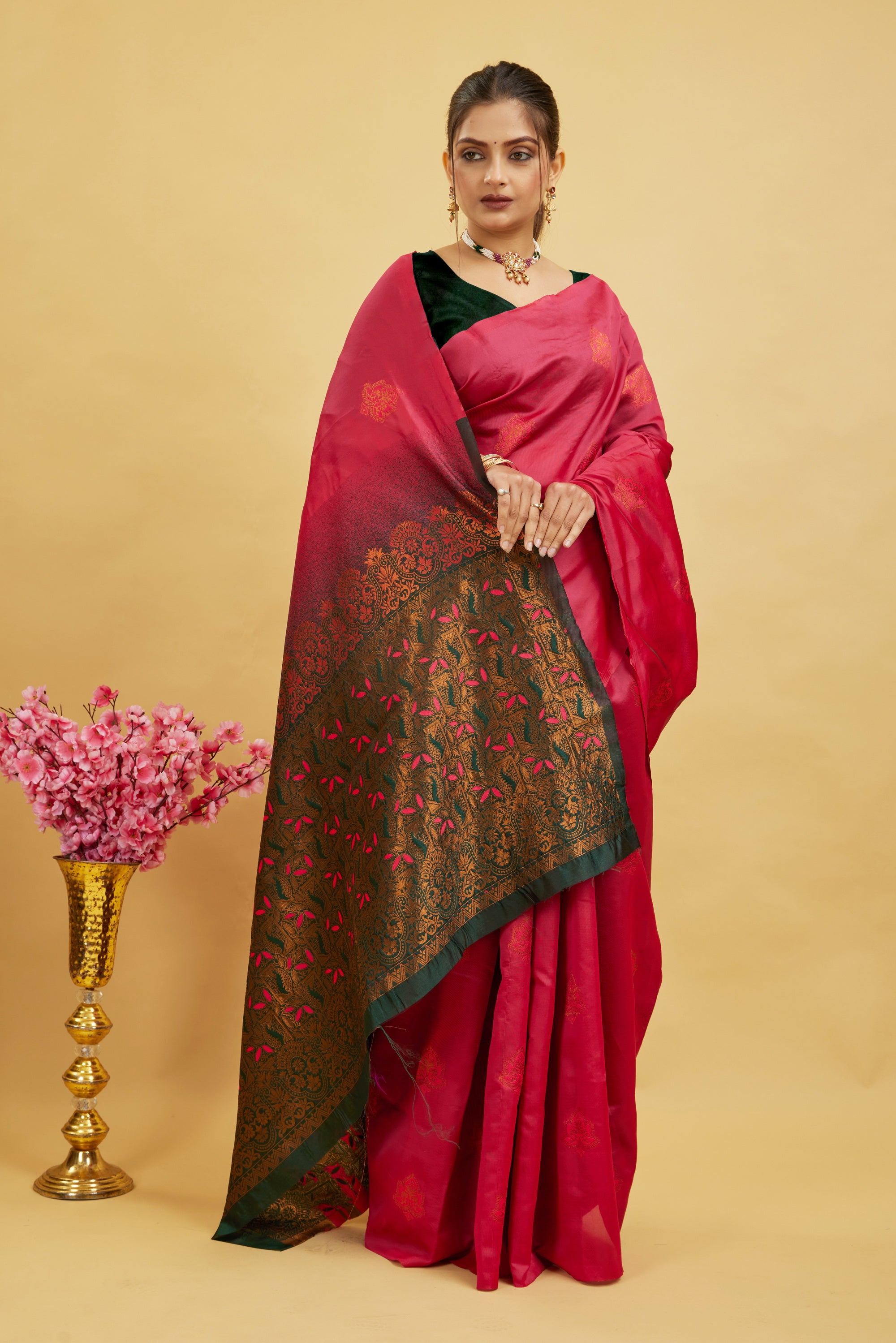 Pink Woven Banarasi Silk Saree