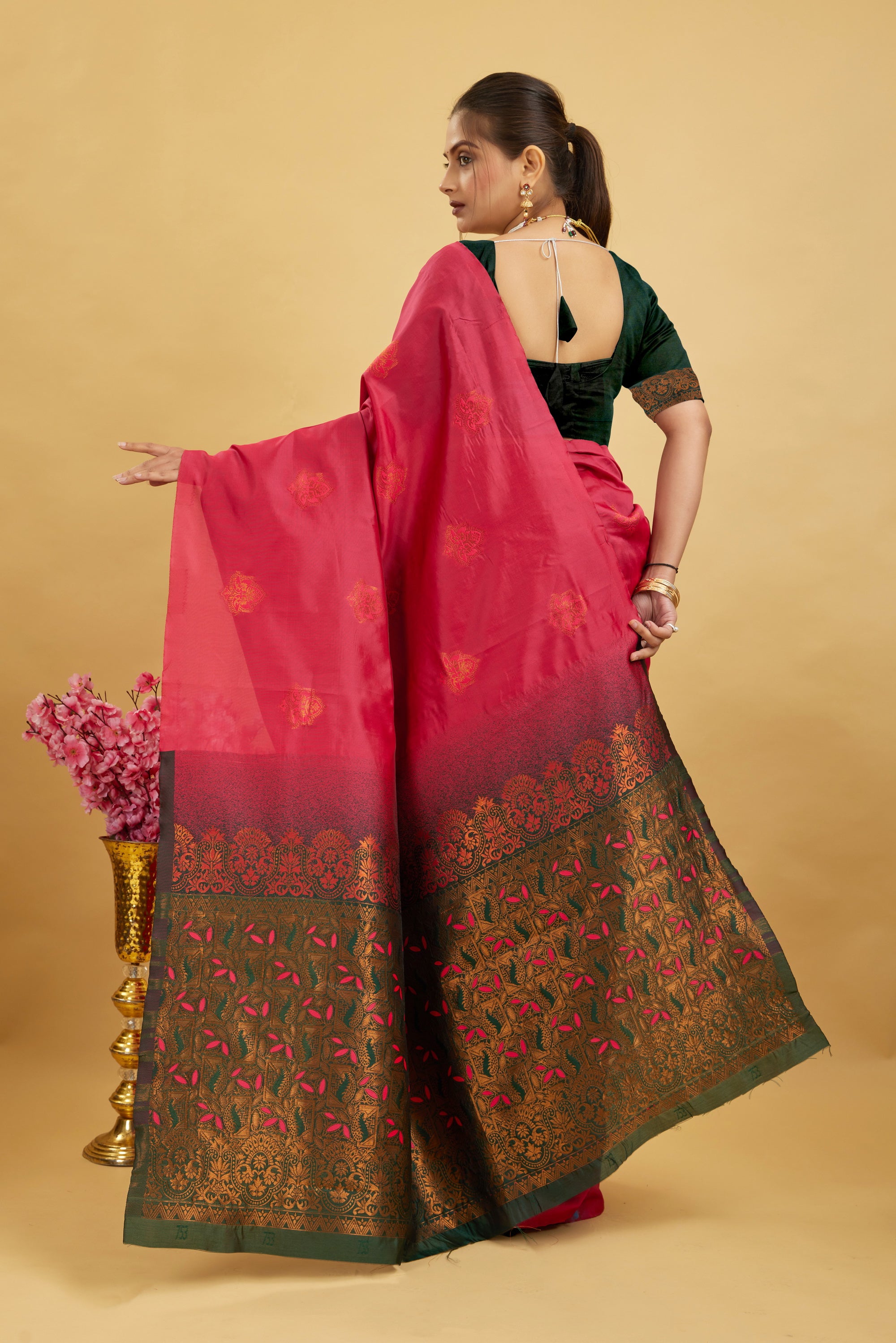 Pink Woven Banarasi Silk Saree