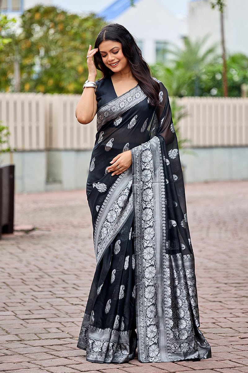 Ready To Wear Black Silk Saree