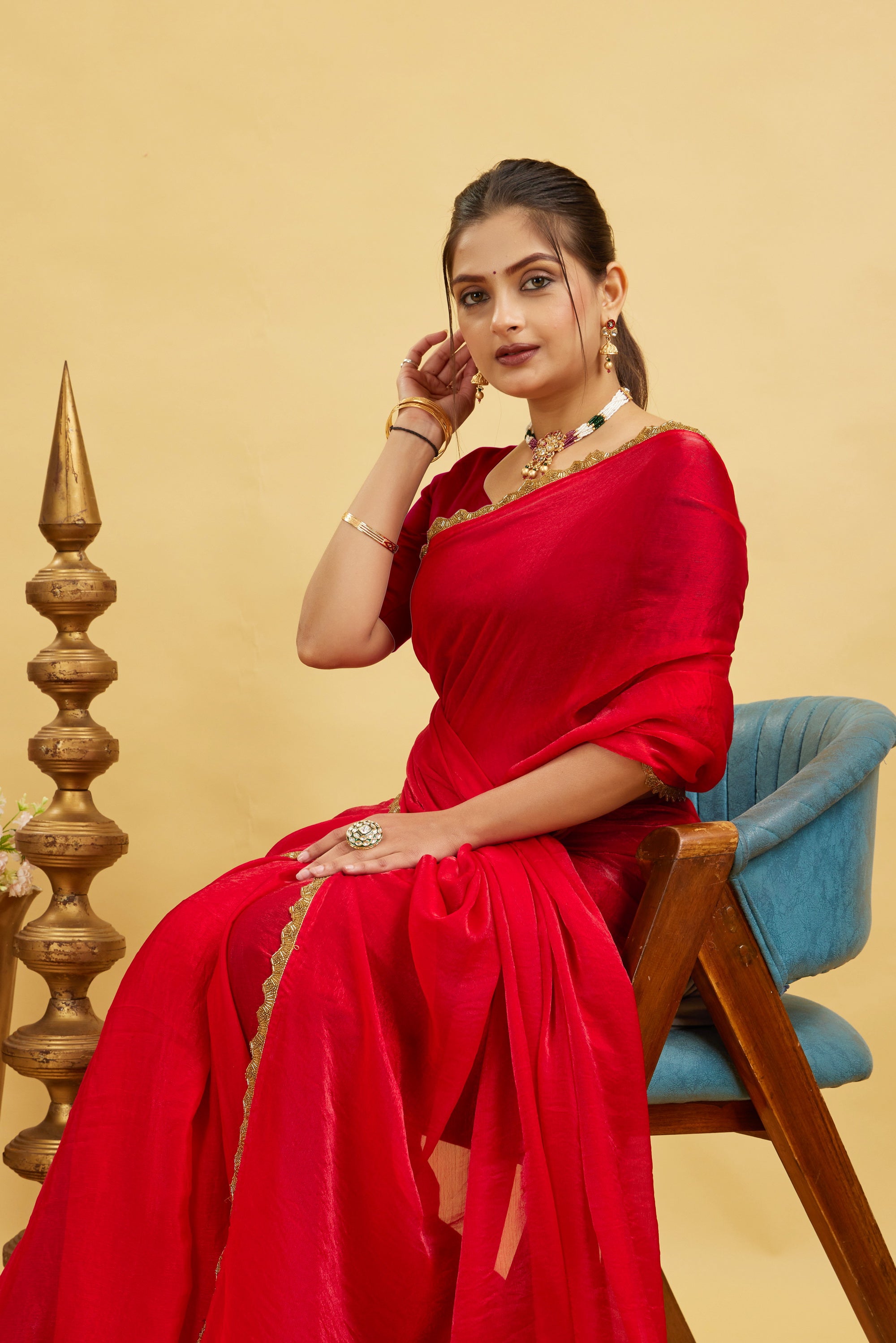 Rani Jimmy Choo Plain Chiffon Saree