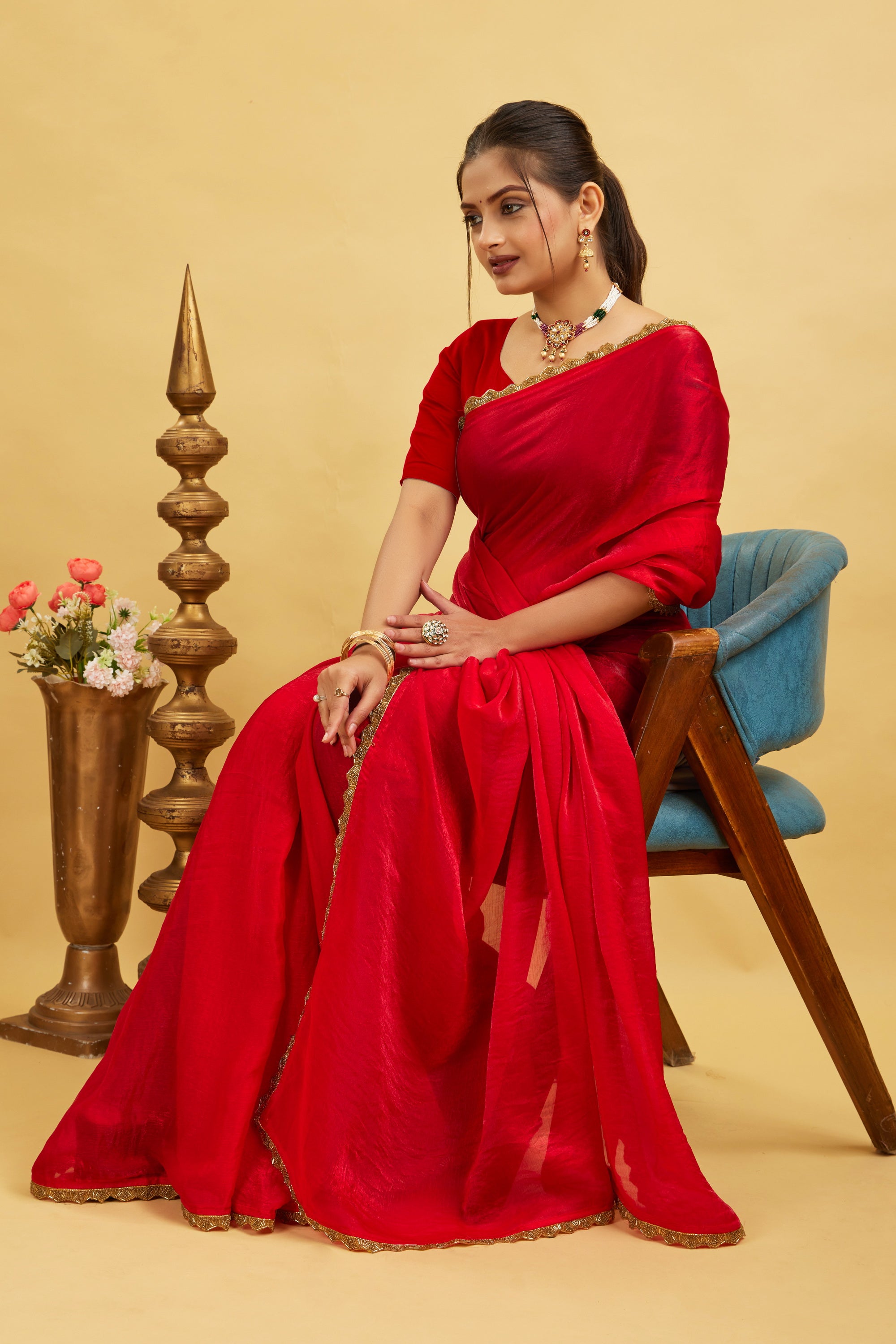 Rani Jimmy Choo Plain Chiffon Saree