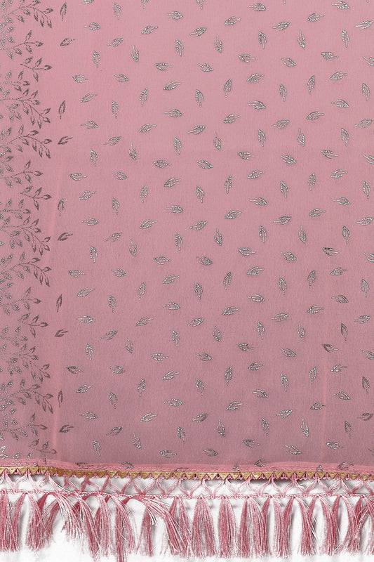 Pink Foil Work Soft Georgette Saree
