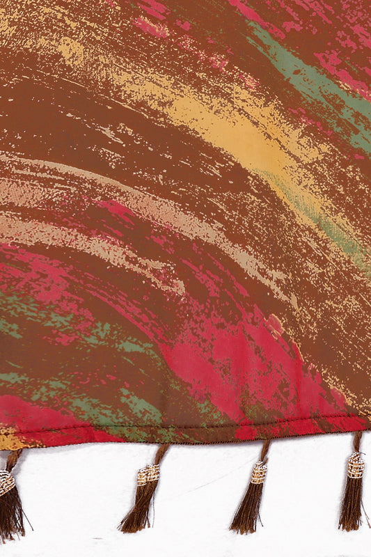 Brown Digital Printed Weightless Moss Saree