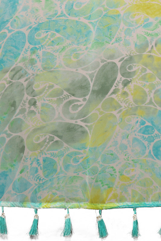 Mint Digital Printed Weightless Moss Saree